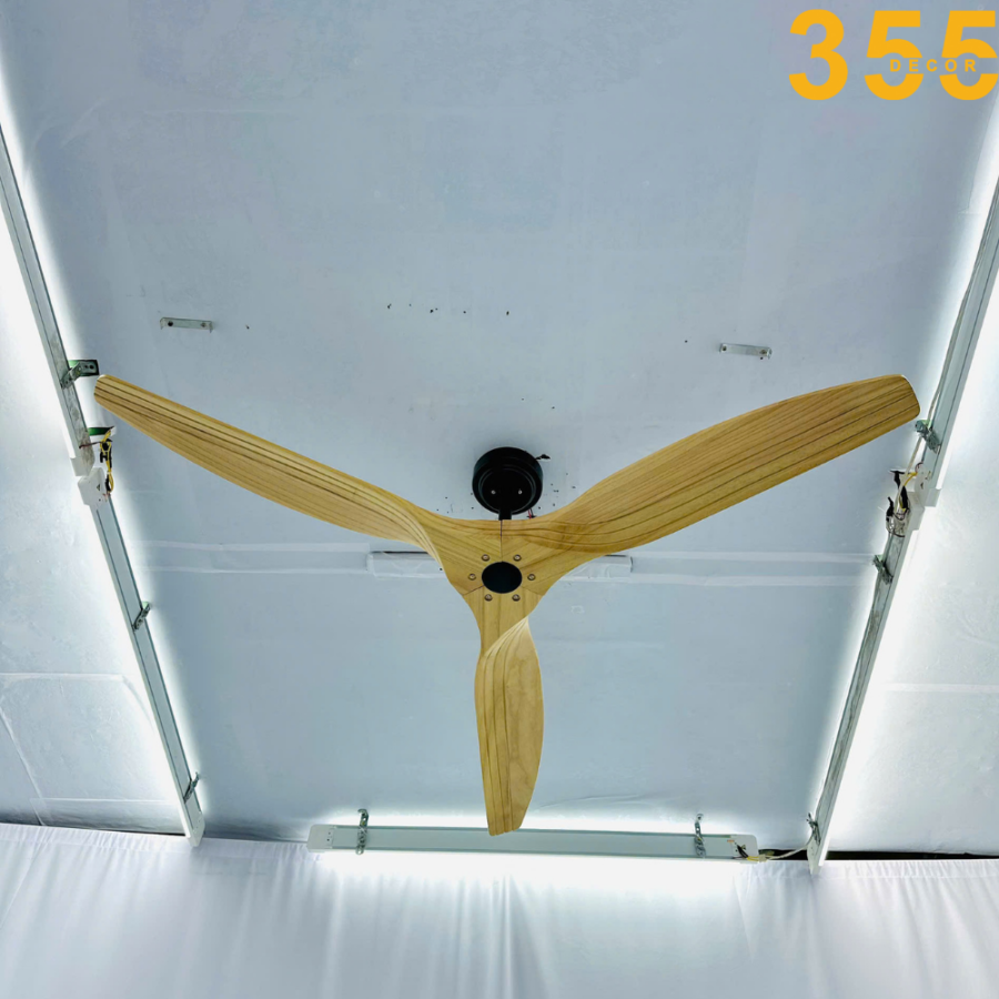 quạt trần đèn 3 cánh gỗ cao cấp qt51 chính hãng 355decor