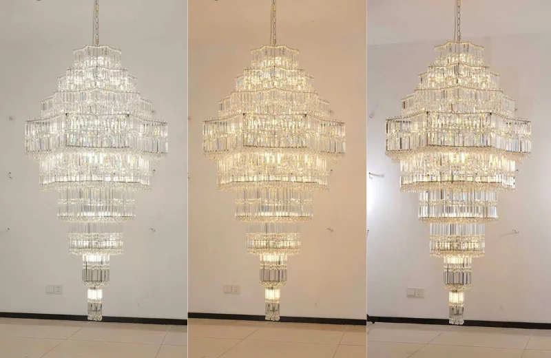 Ảnh thật các chế độ đèn của Đèn Thả Pha Lê TPL34