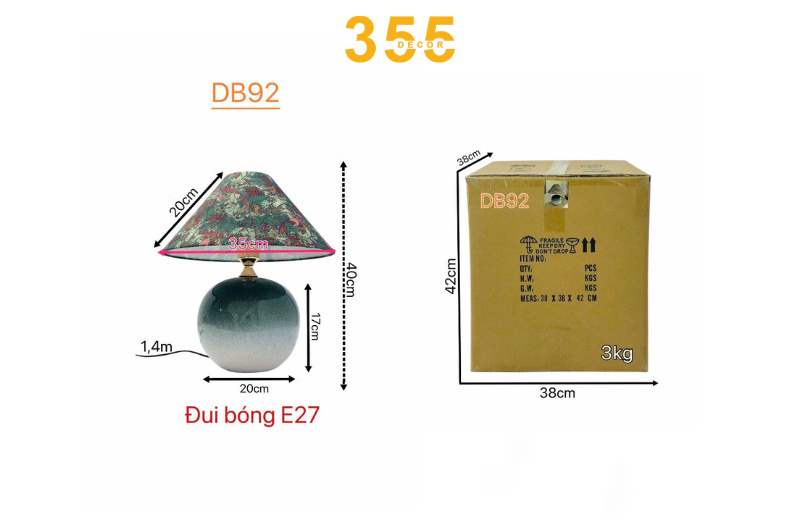 Đèn bàn DB92 - kích thước hợp lý phù hợp mọi không gian sống