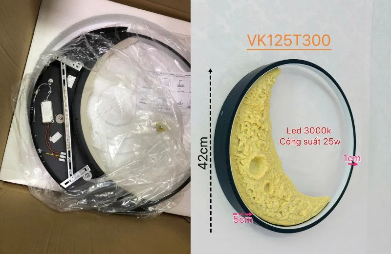 Ảnh cận kích thước và đóng thùng Đèn Tường Thiết Kế VK128