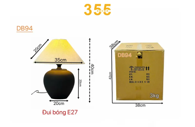 Đèn bàn DB94 - kích thước phù hợp nhiều không gian khác nhau