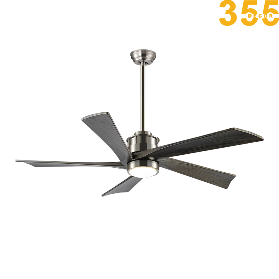 quạt trần đèn cánh gỗ cao cấp sang trọng phòng khách qt60 chính hãng 355decor