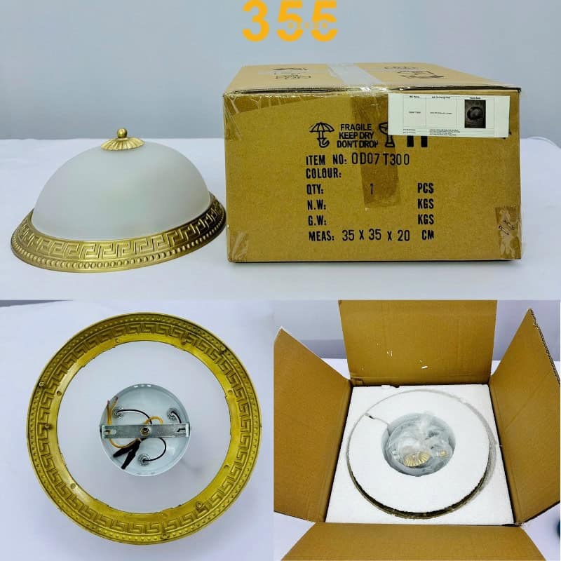 Chi tiết kết cấu bên trong và quy cách đóng gói cẩn thận của Đèn Ốp Trần Đồng OD07