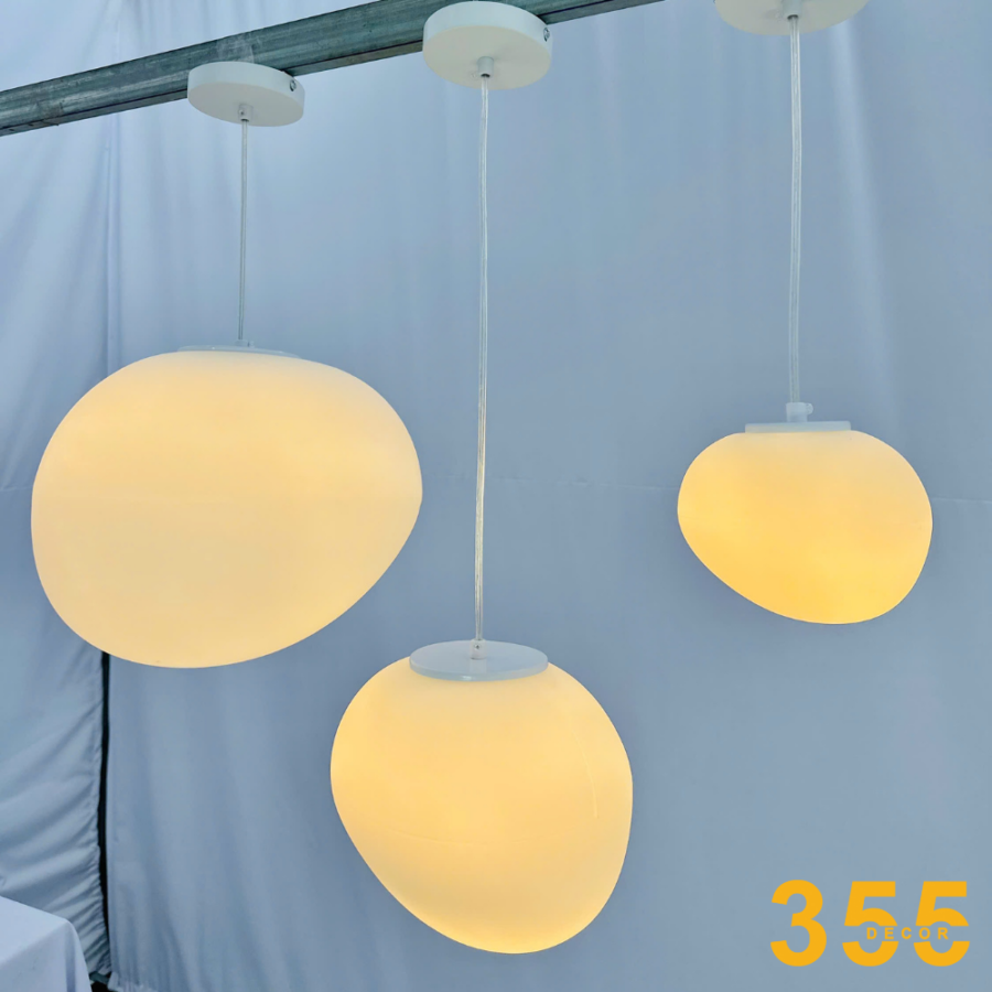 thực tê đèn thả thủy tinh trắng đục sang trọng