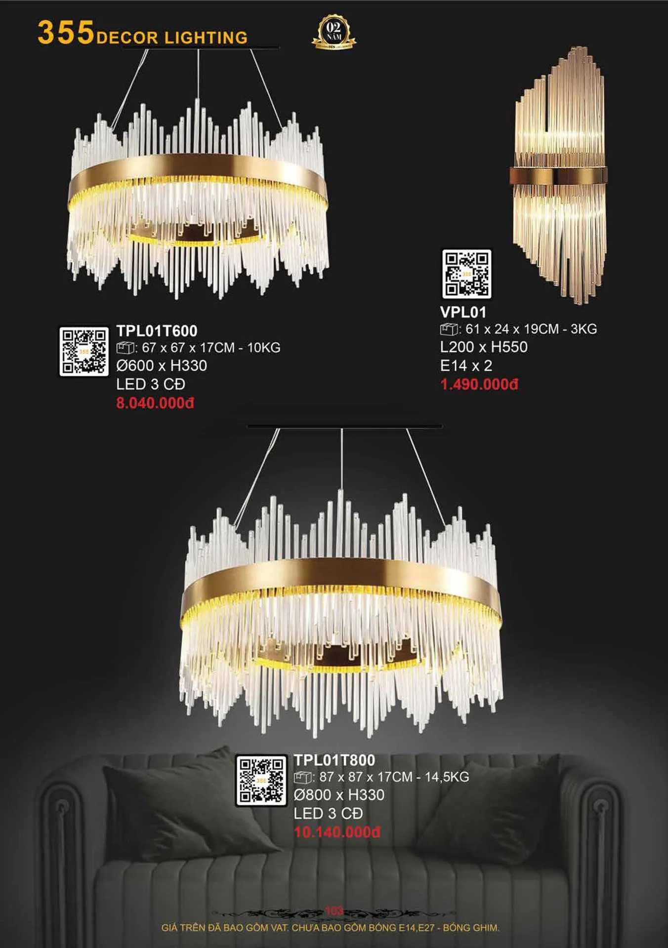 Catalogue Đèn Trang Trí 355 Decor 2026 - Trang 104)