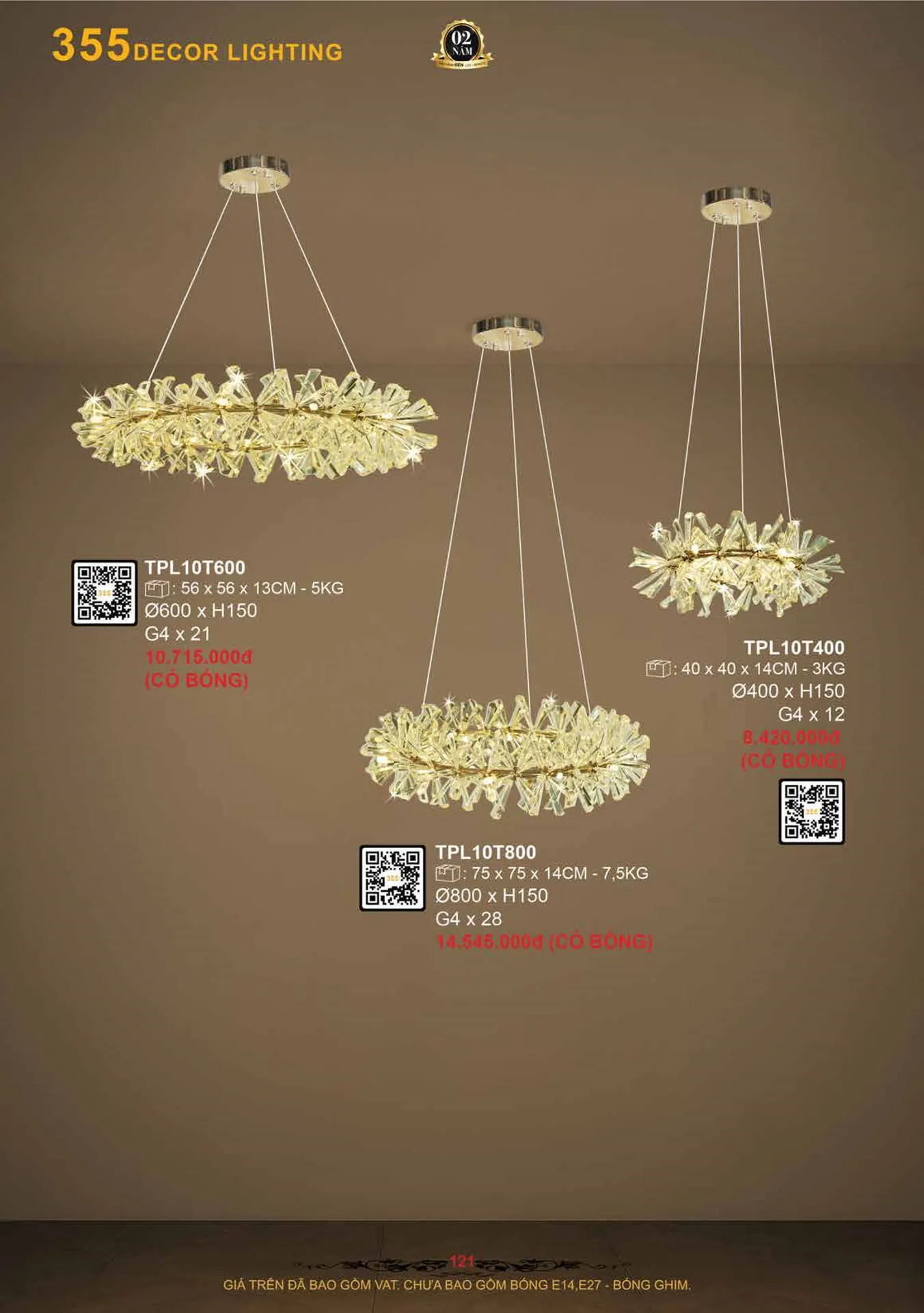 Catalogue Đèn Trang Trí 355 Decor 2026 - Trang 122)