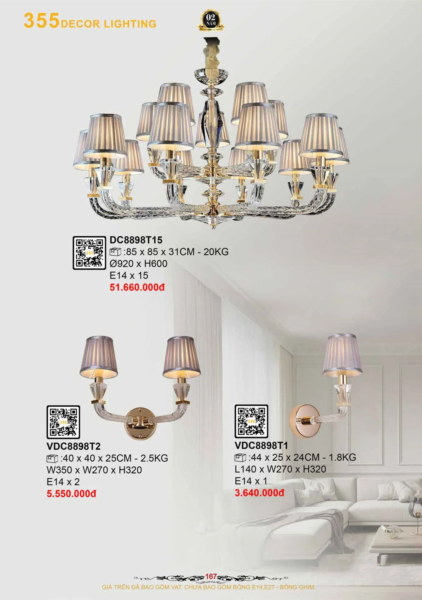 Catalogue Đèn Trang Trí 355 Decor 2026 - Trang 168)