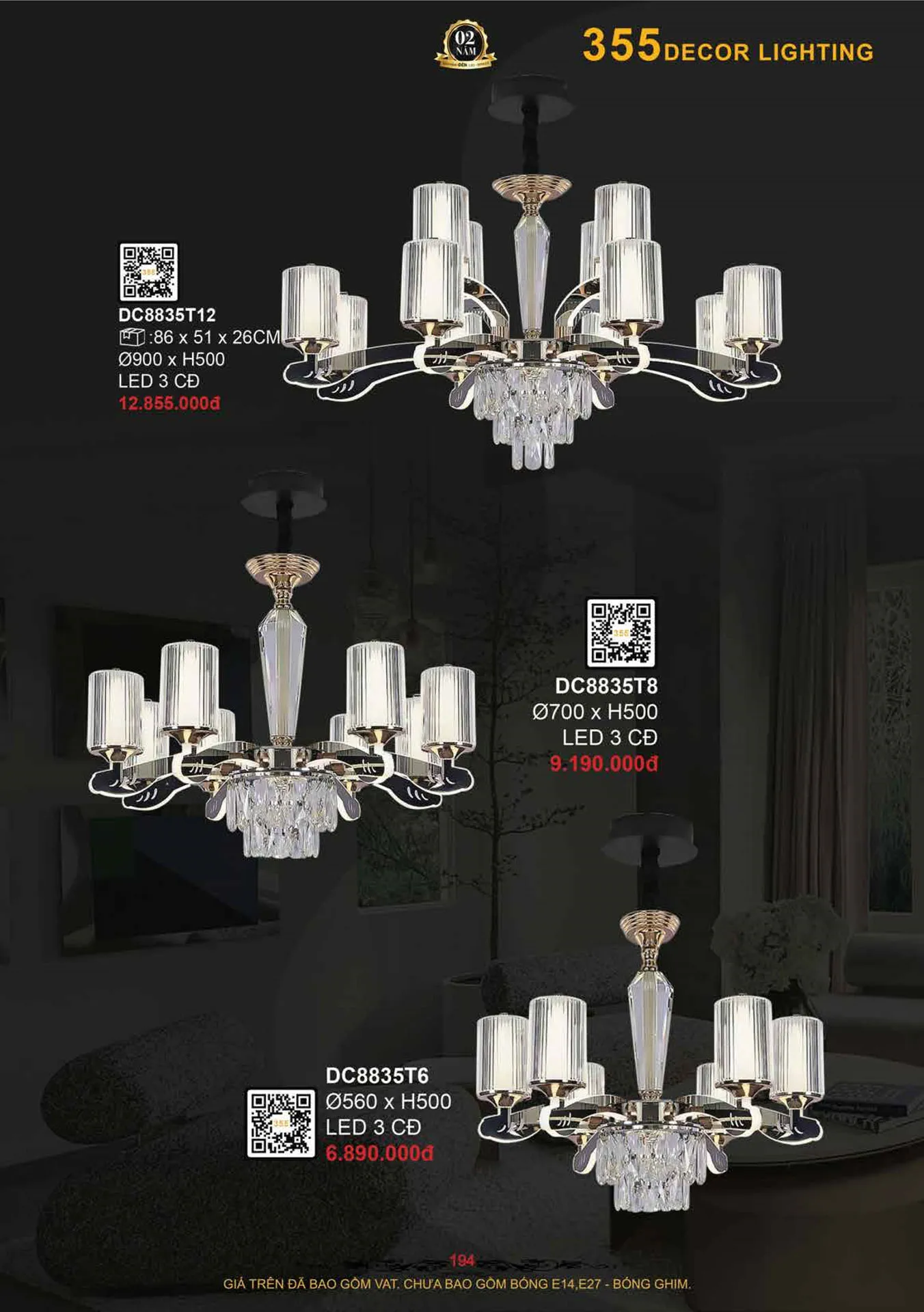 Catalogue Đèn Trang Trí 355 Decor 2026 - Trang 195)