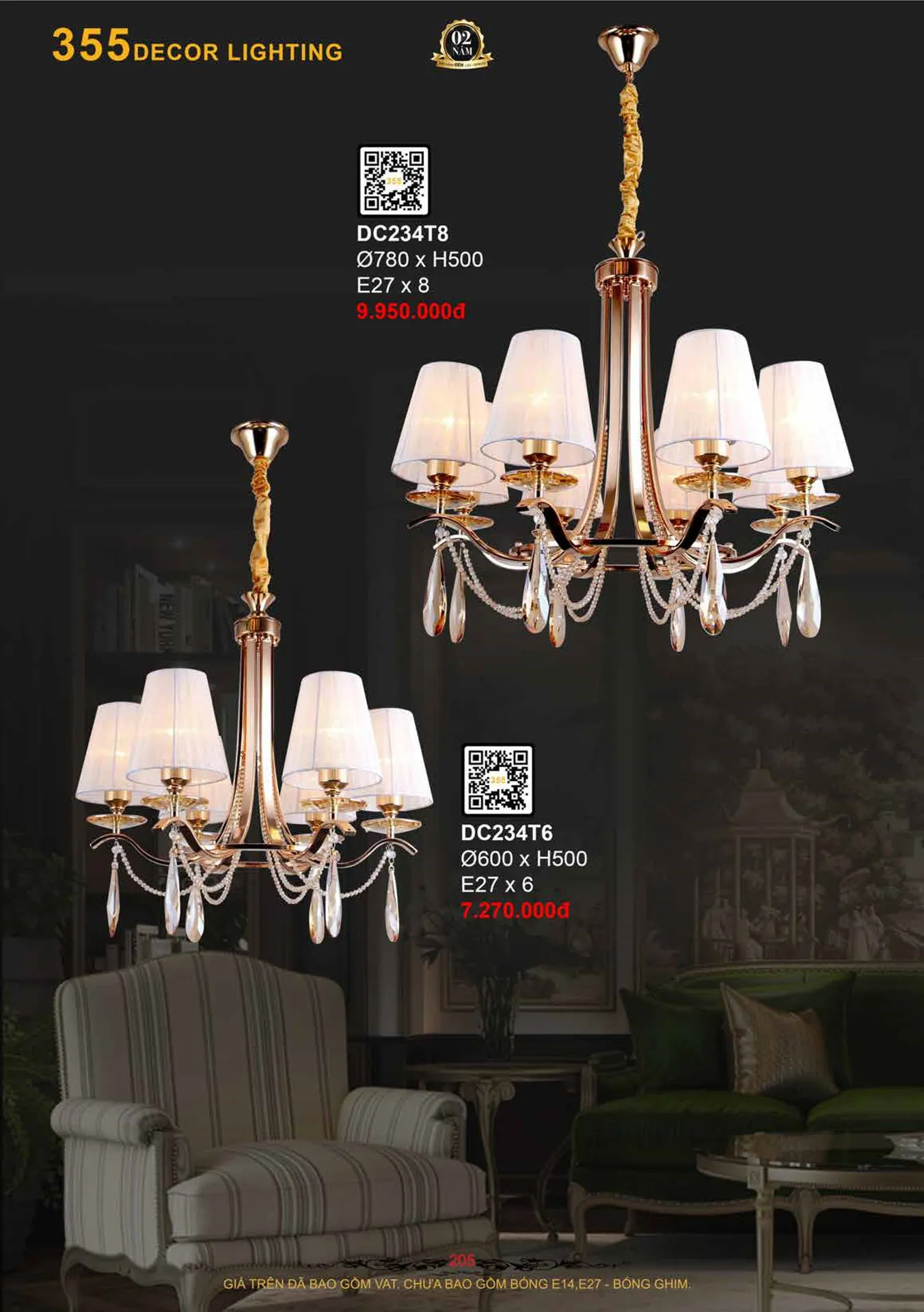 Catalogue Đèn Trang Trí 355 Decor 2026 - Trang 206)