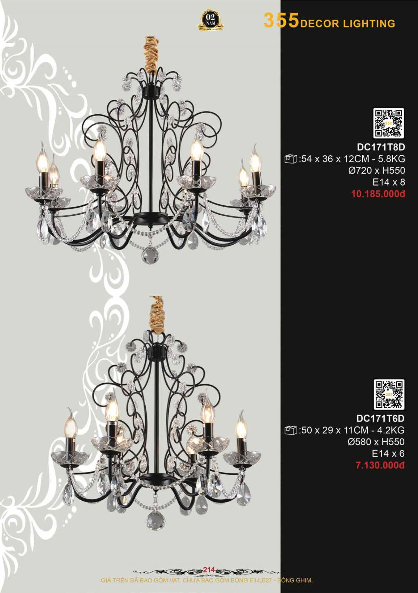 Catalogue Đèn Trang Trí 355 Decor 2026 - Trang 215)
