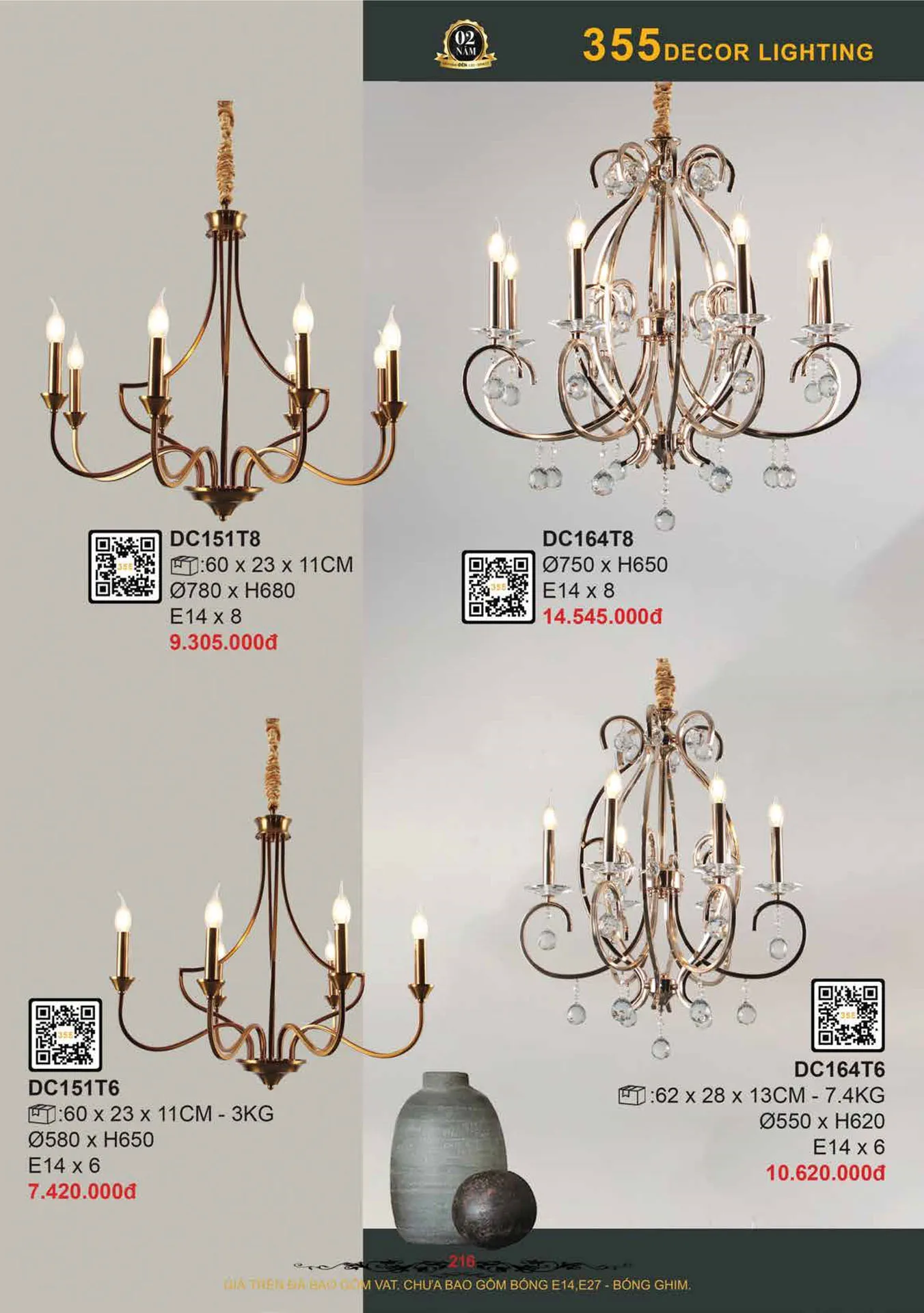 Catalogue Đèn Trang Trí 355 Decor 2026 - Trang 217)