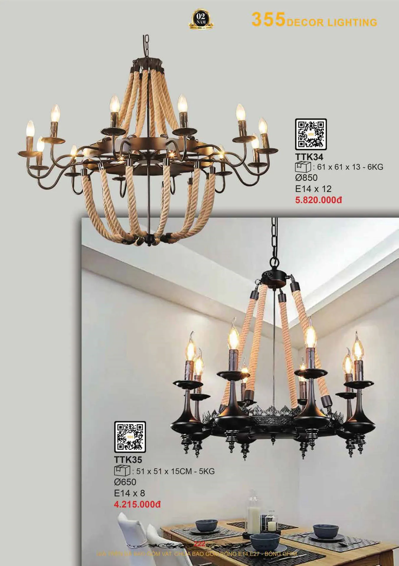 Catalogue Đèn Trang Trí 355 Decor 2026 - Trang 223)