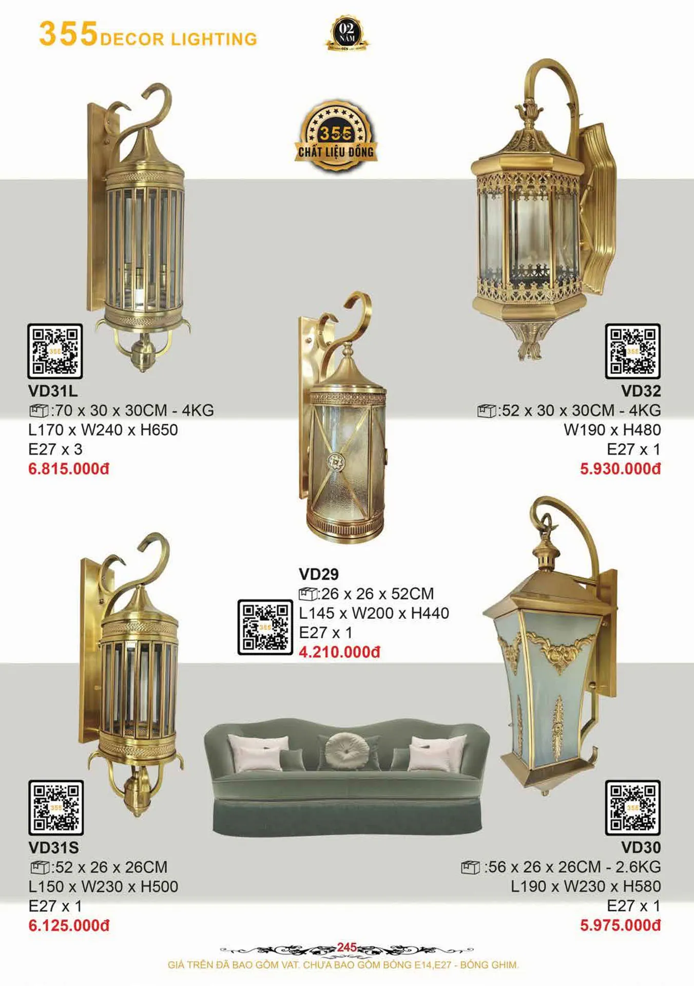 Catalogue Đèn Trang Trí 355 Decor 2026 - Trang 246)