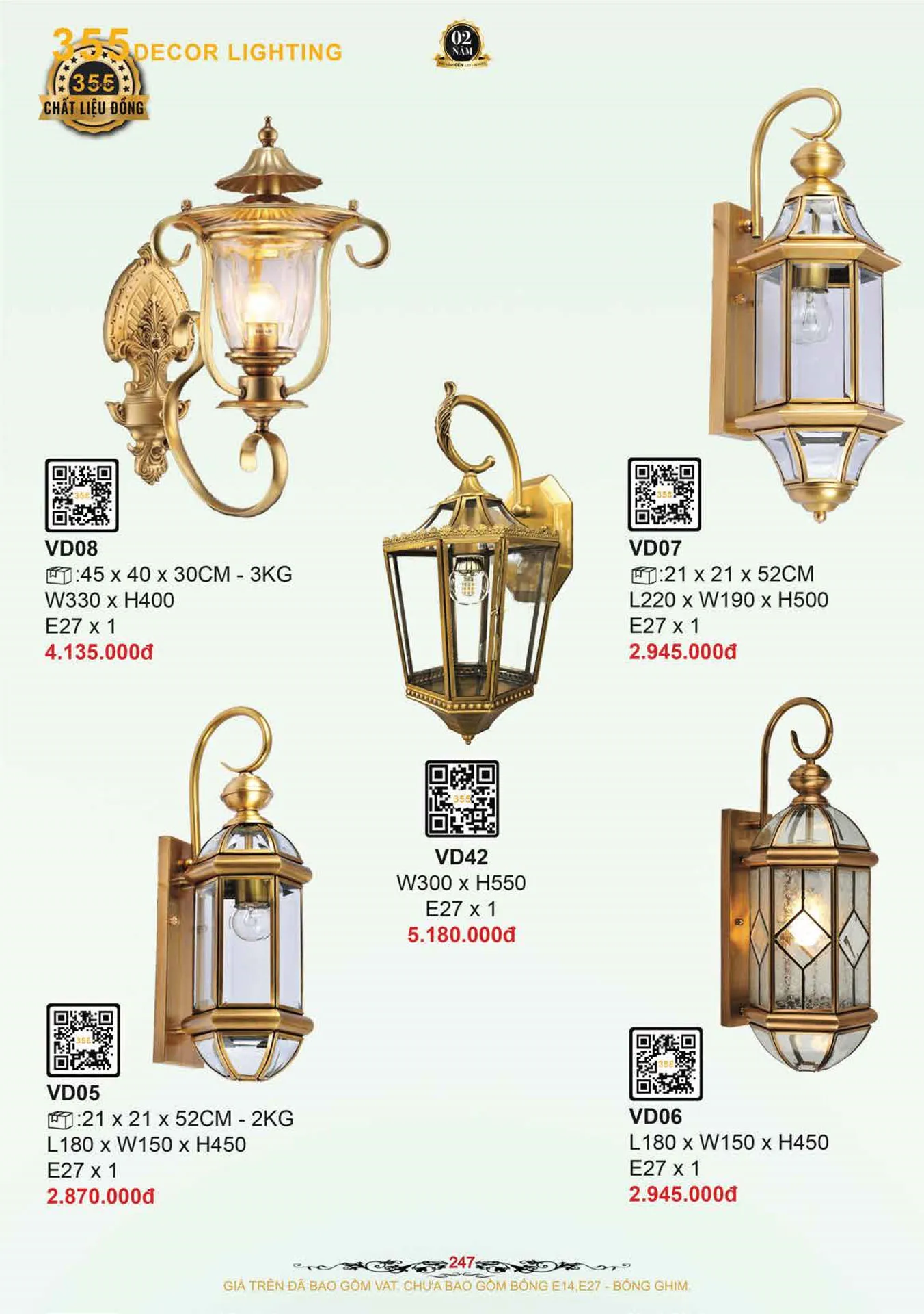 Catalogue Đèn Trang Trí 355 Decor 2026 - Trang 248)