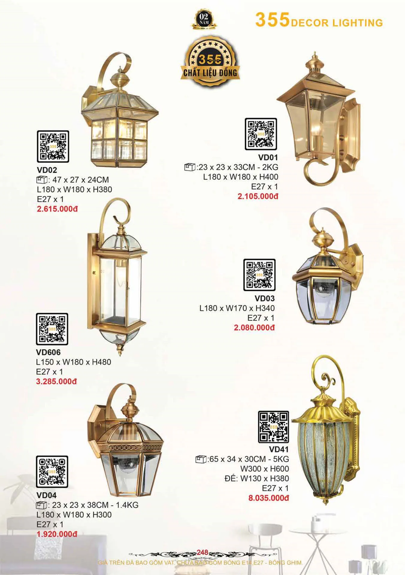 Catalogue Đèn Trang Trí 355 Decor 2026 - Trang 249)