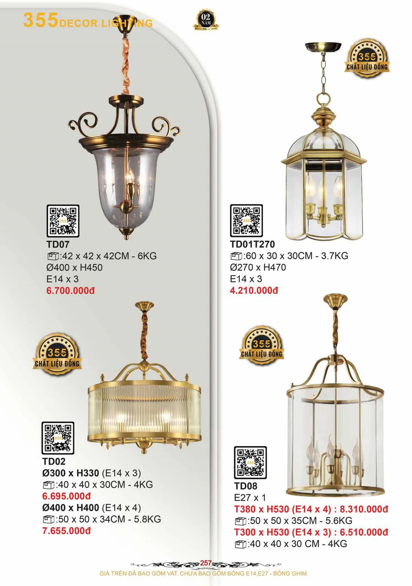 Catalogue Đèn Trang Trí 355 Decor 2026 - Trang 258)