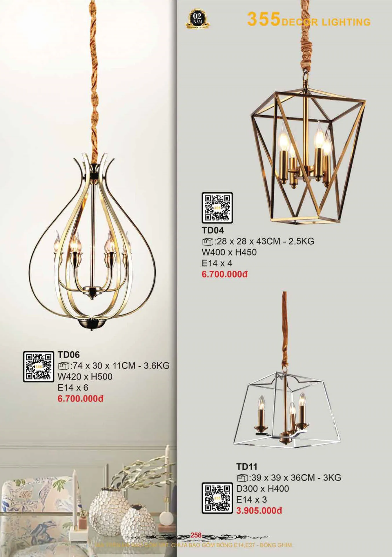 Catalogue Đèn Trang Trí 355 Decor 2026 - Trang 259)