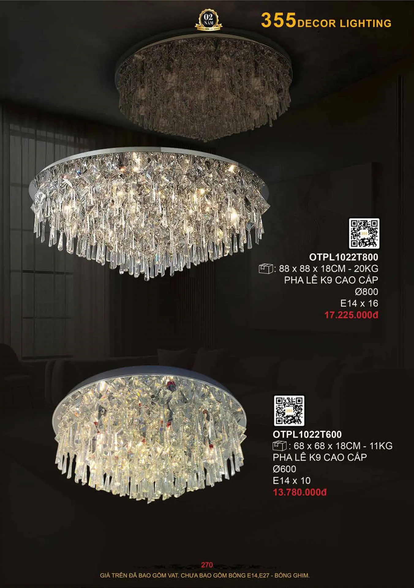 Catalogue Đèn Trang Trí 355 Decor 2026 - Trang 271)