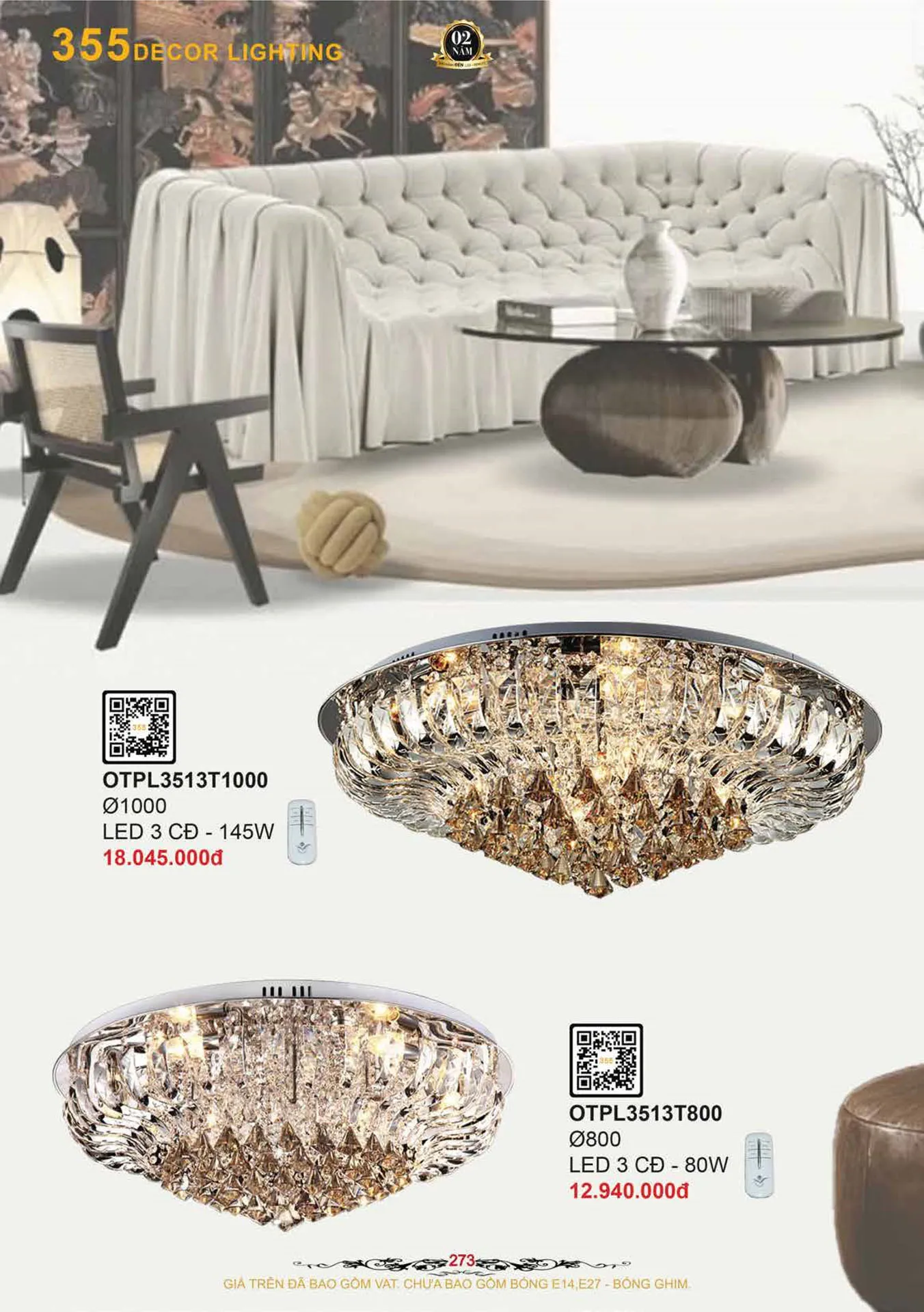 Catalogue Đèn Trang Trí 355 Decor 2026 - Trang 274)