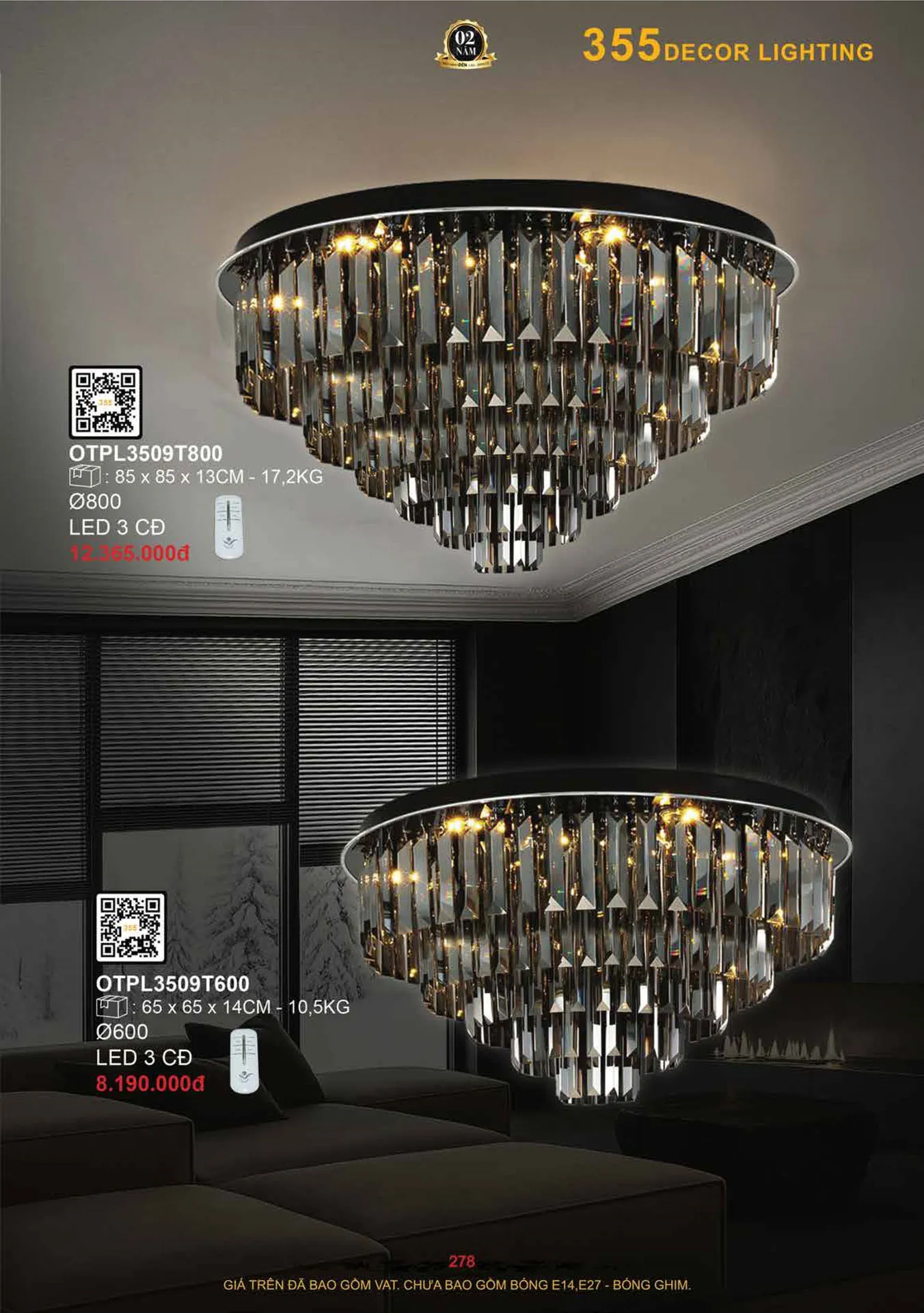 Catalogue Đèn Trang Trí 355 Decor 2026 - Trang 279)