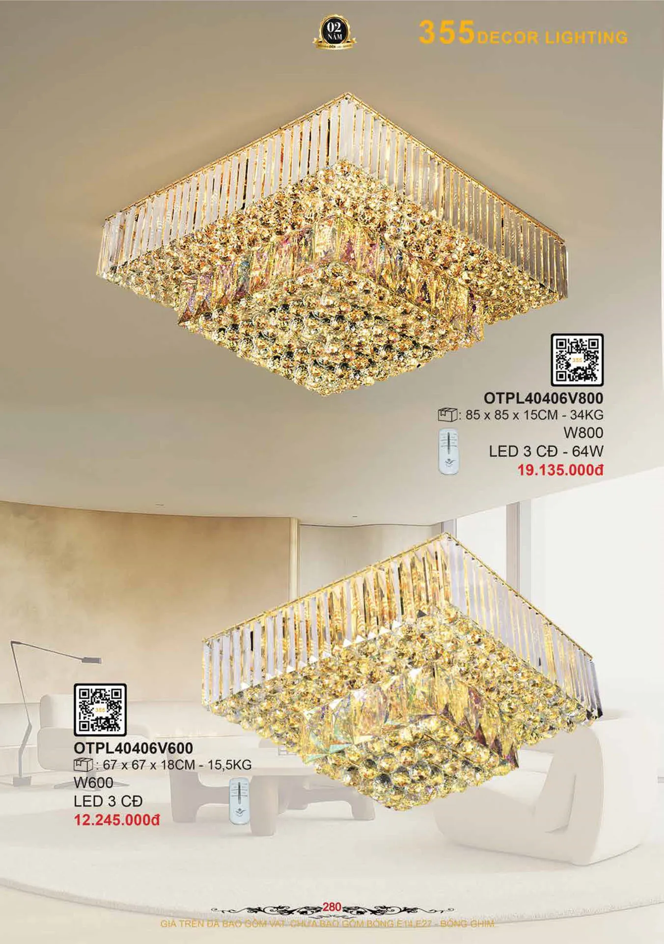 Catalogue Đèn Trang Trí 355 Decor 2026 - Trang 281)