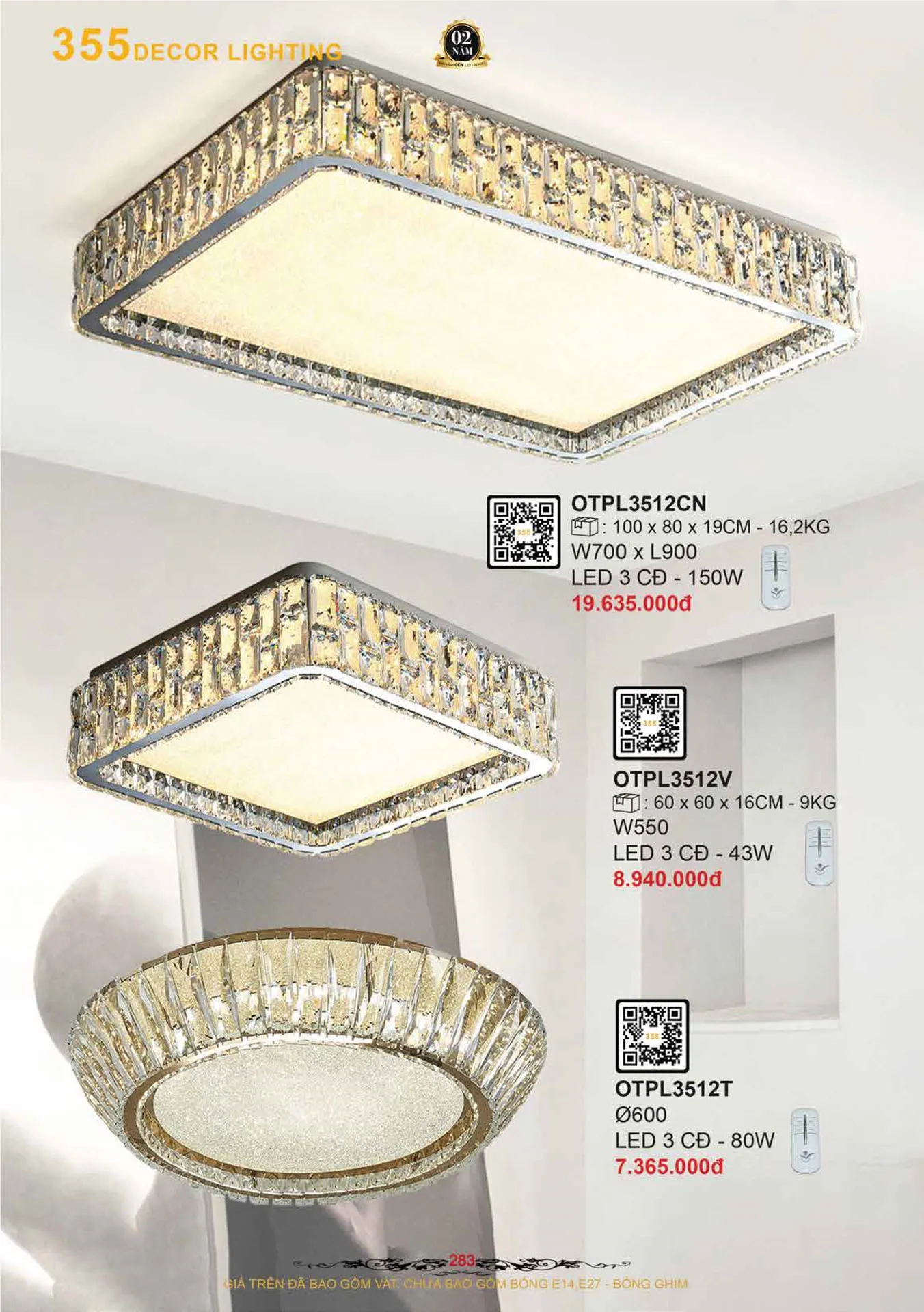 Catalogue Đèn Trang Trí 355 Decor 2026 - Trang 284)