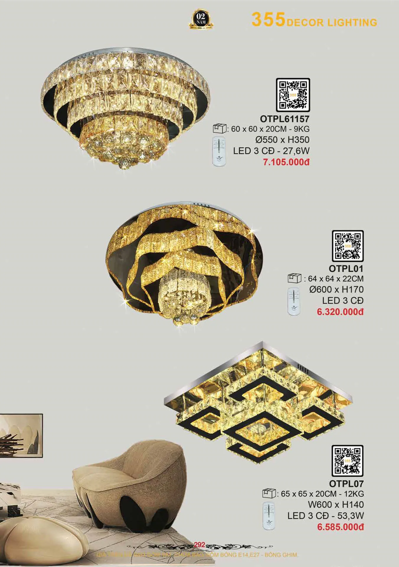 Catalogue Đèn Trang Trí 355 Decor 2026 - Trang 293)
