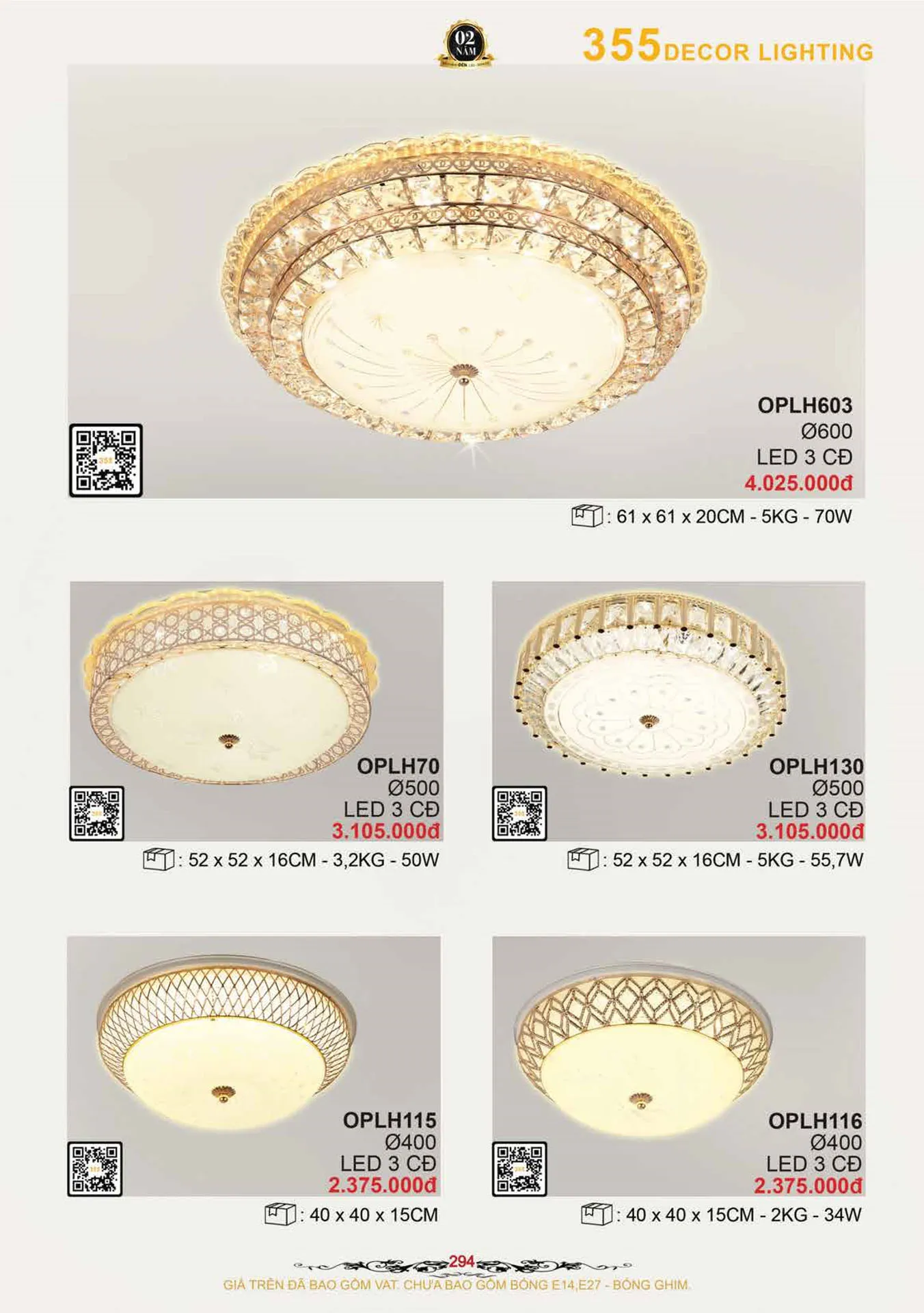 Catalogue Đèn Trang Trí 355 Decor 2026 - Trang 295)