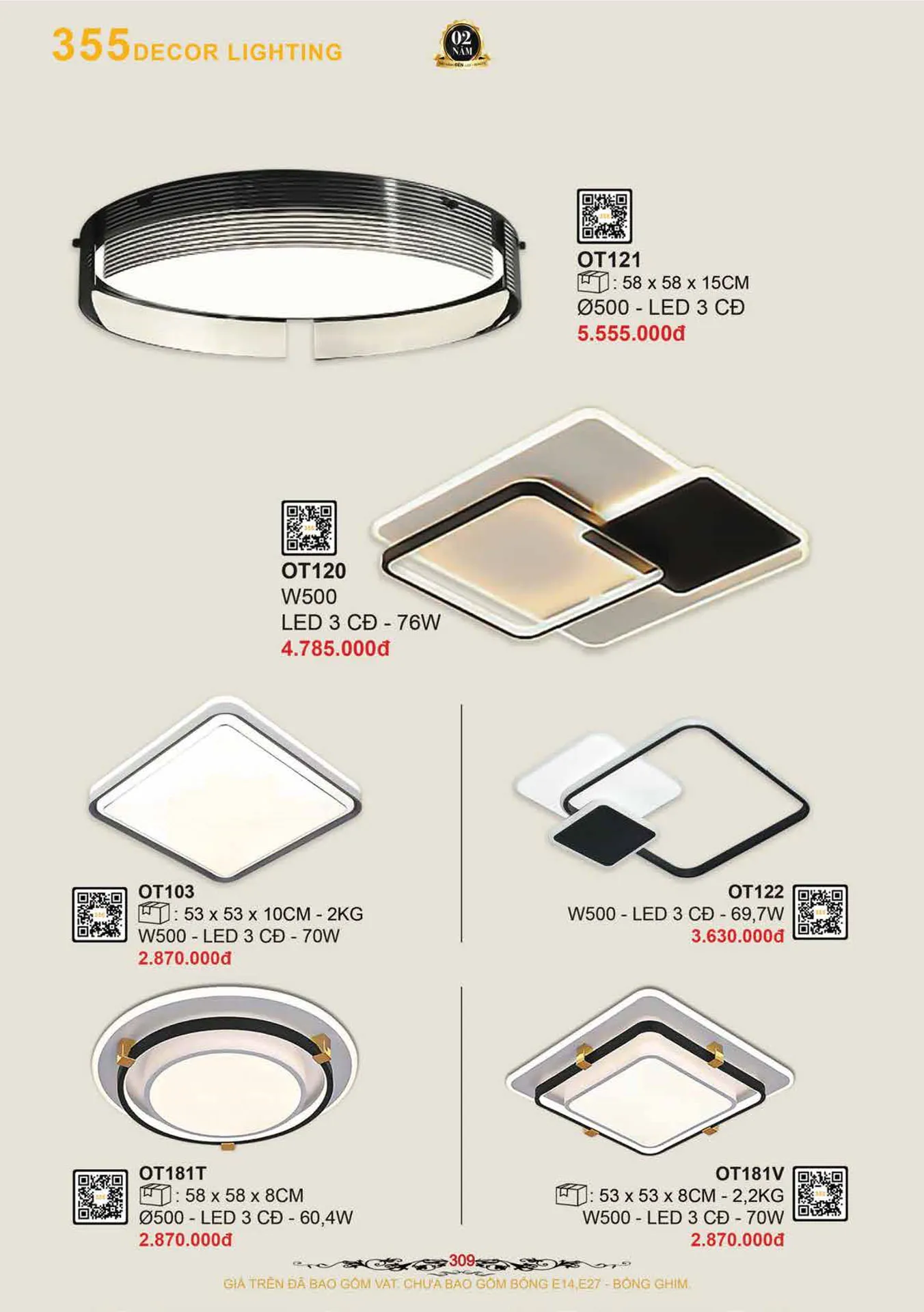 Catalogue Đèn Trang Trí 355 Decor 2026 - Trang 310)