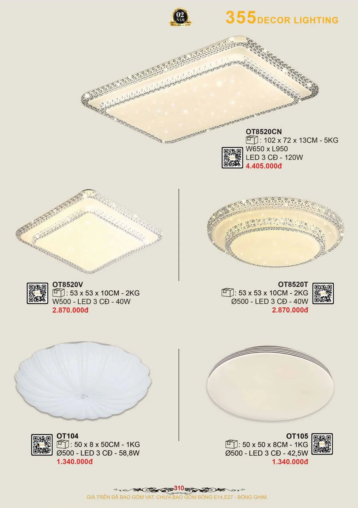 Catalogue Đèn Trang Trí 355 Decor 2026 - Trang 311)