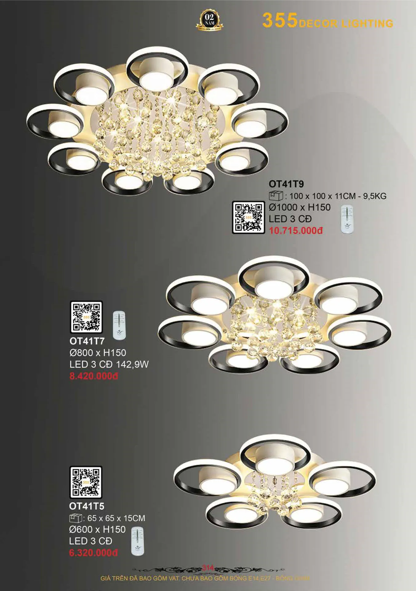 Catalogue Đèn Trang Trí 355 Decor 2026 - Trang 315)