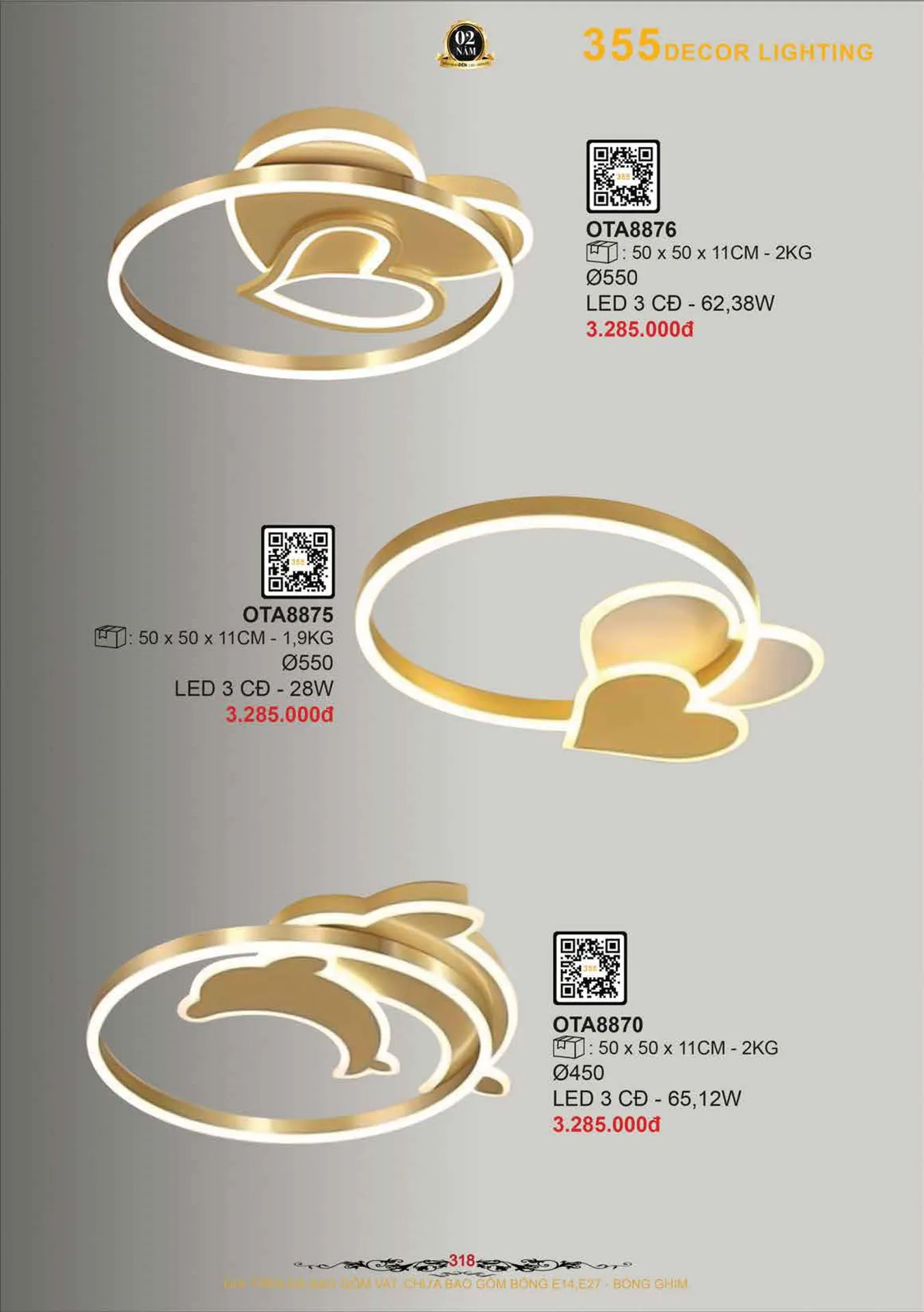 Catalogue Đèn Trang Trí 355 Decor 2026 - Trang 319)