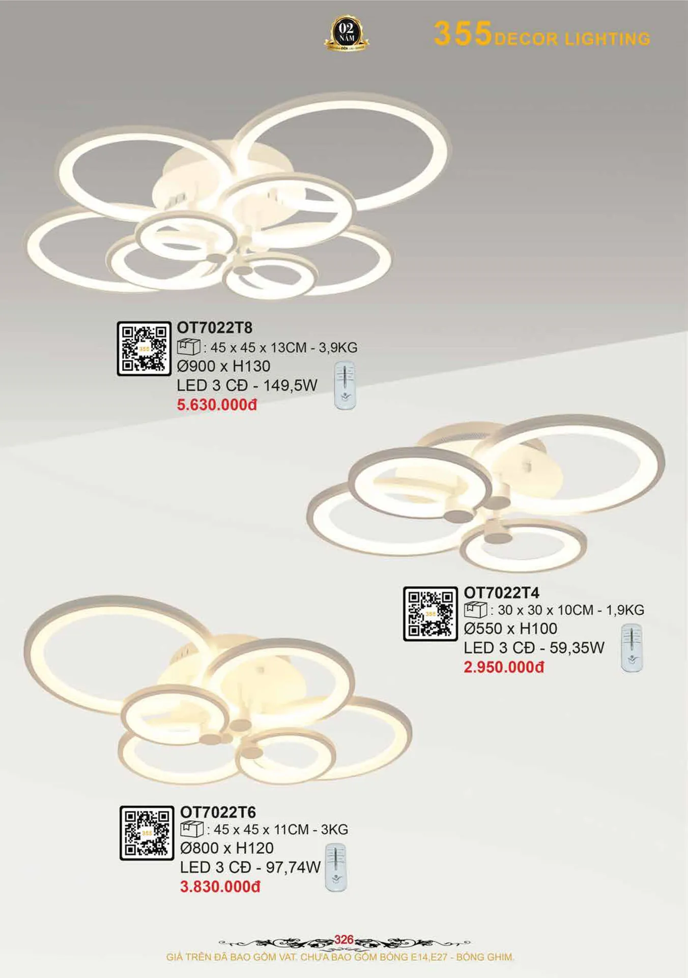 Catalogue Đèn Trang Trí 355 Decor 2026 - Trang 327)