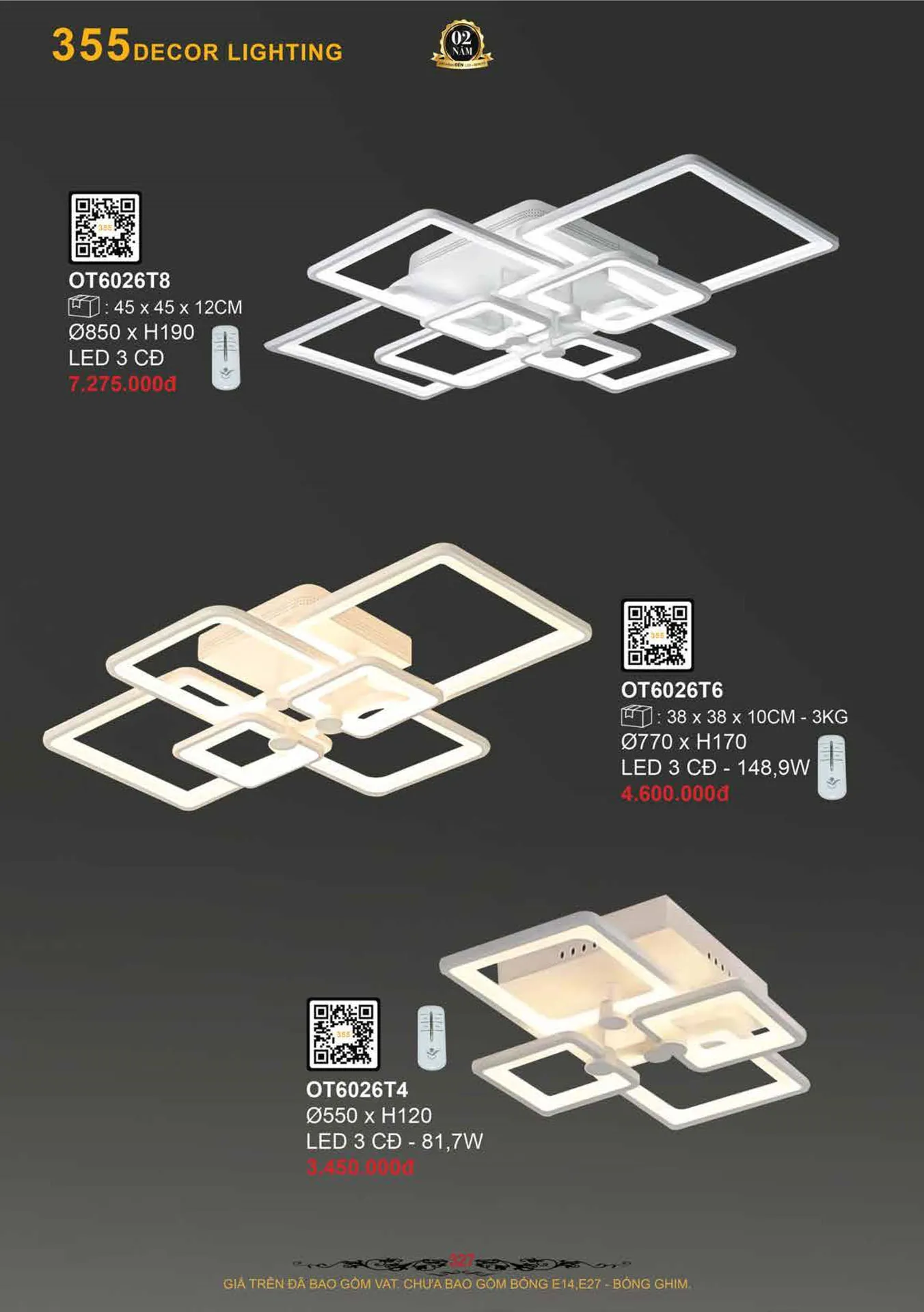 Catalogue Đèn Trang Trí 355 Decor 2026 - Trang 328)