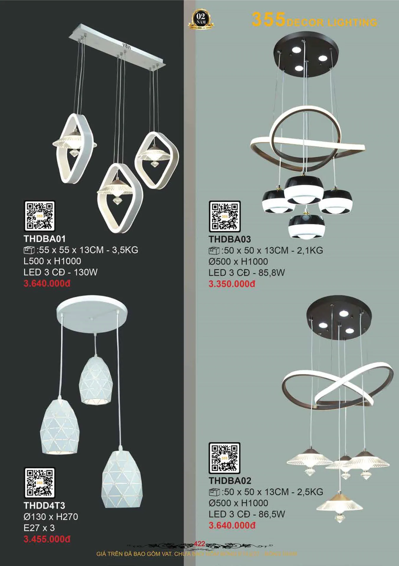 Catalogue Đèn Trang Trí 355 Decor 2026 - Trang 423)