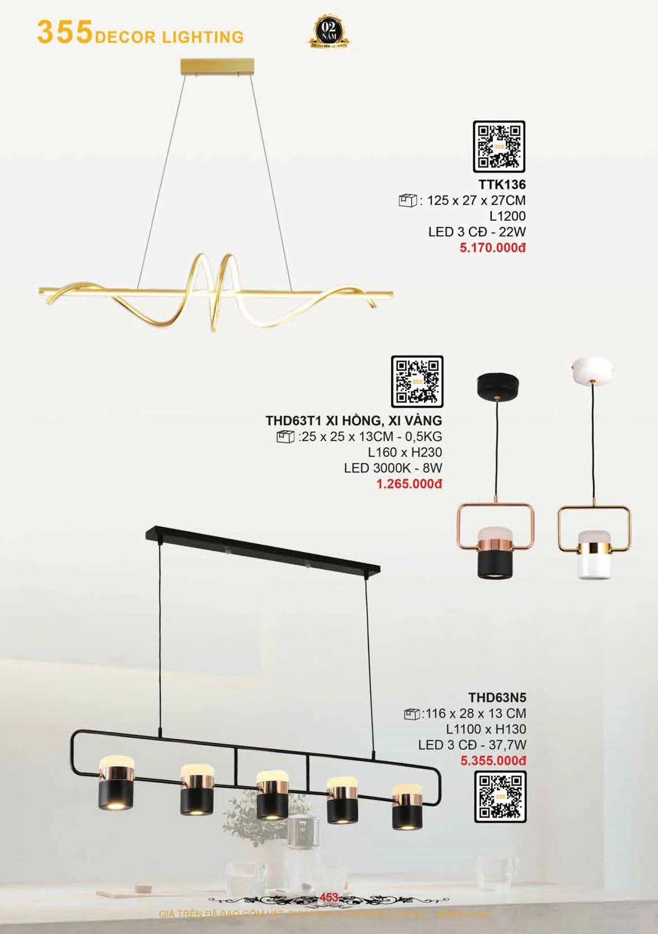Catalogue Đèn Trang Trí 355 Decor 2026 - Trang 454)