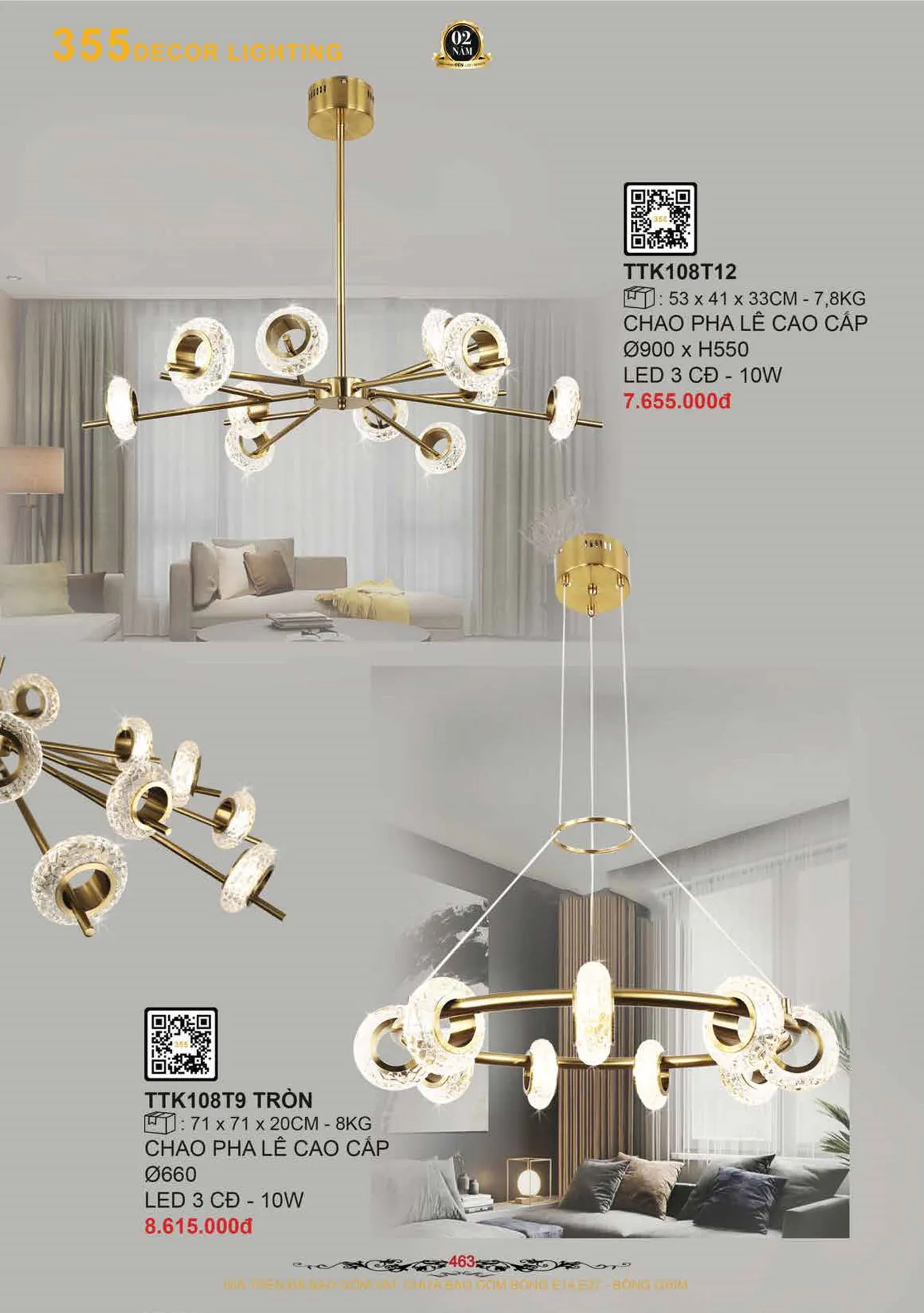 Catalogue Đèn Trang Trí 355 Decor 2026 - Trang 464)