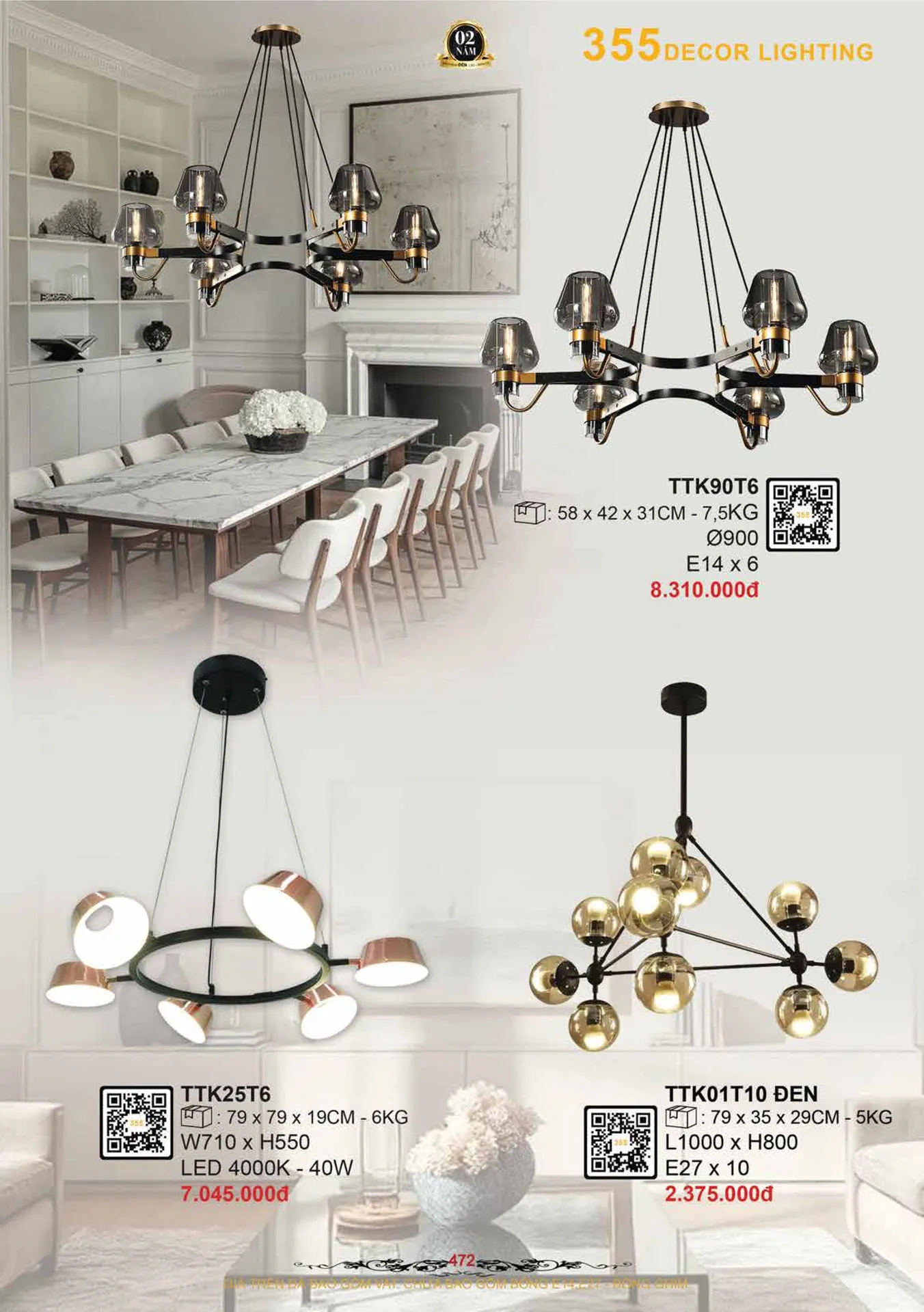 Catalogue Đèn Trang Trí 355 Decor 2026 - Trang 473)