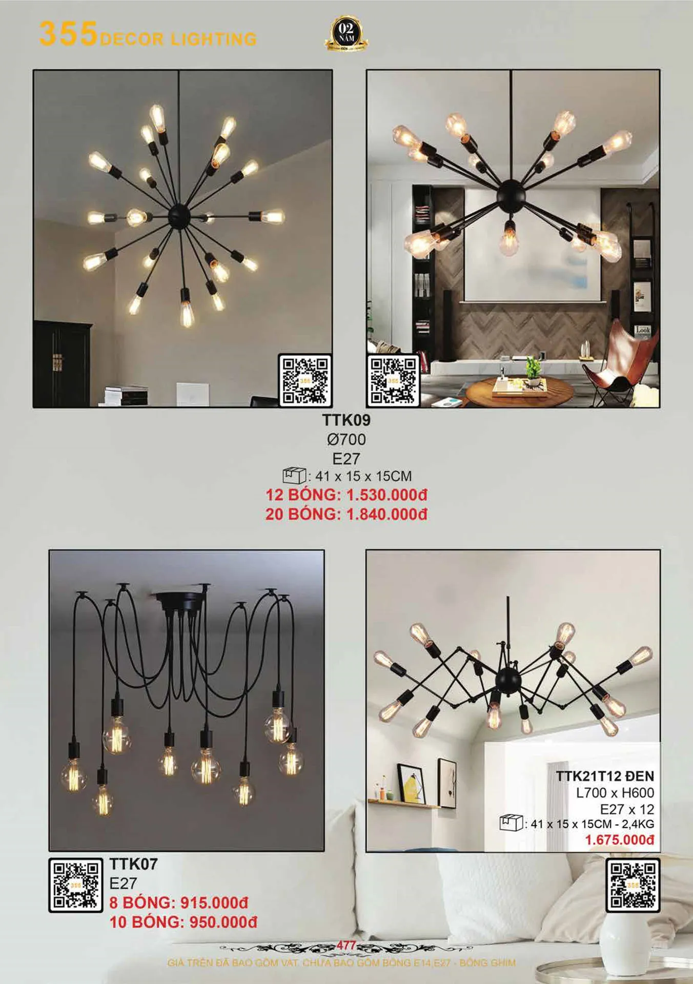 Catalogue Đèn Trang Trí 355 Decor 2026 - Trang 478)
