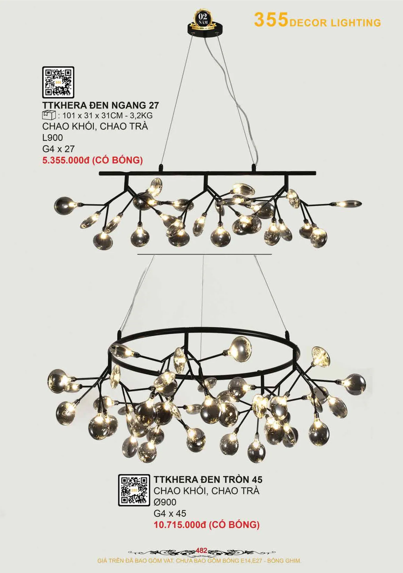 Catalogue Đèn Trang Trí 355 Decor 2026 - Trang 483)