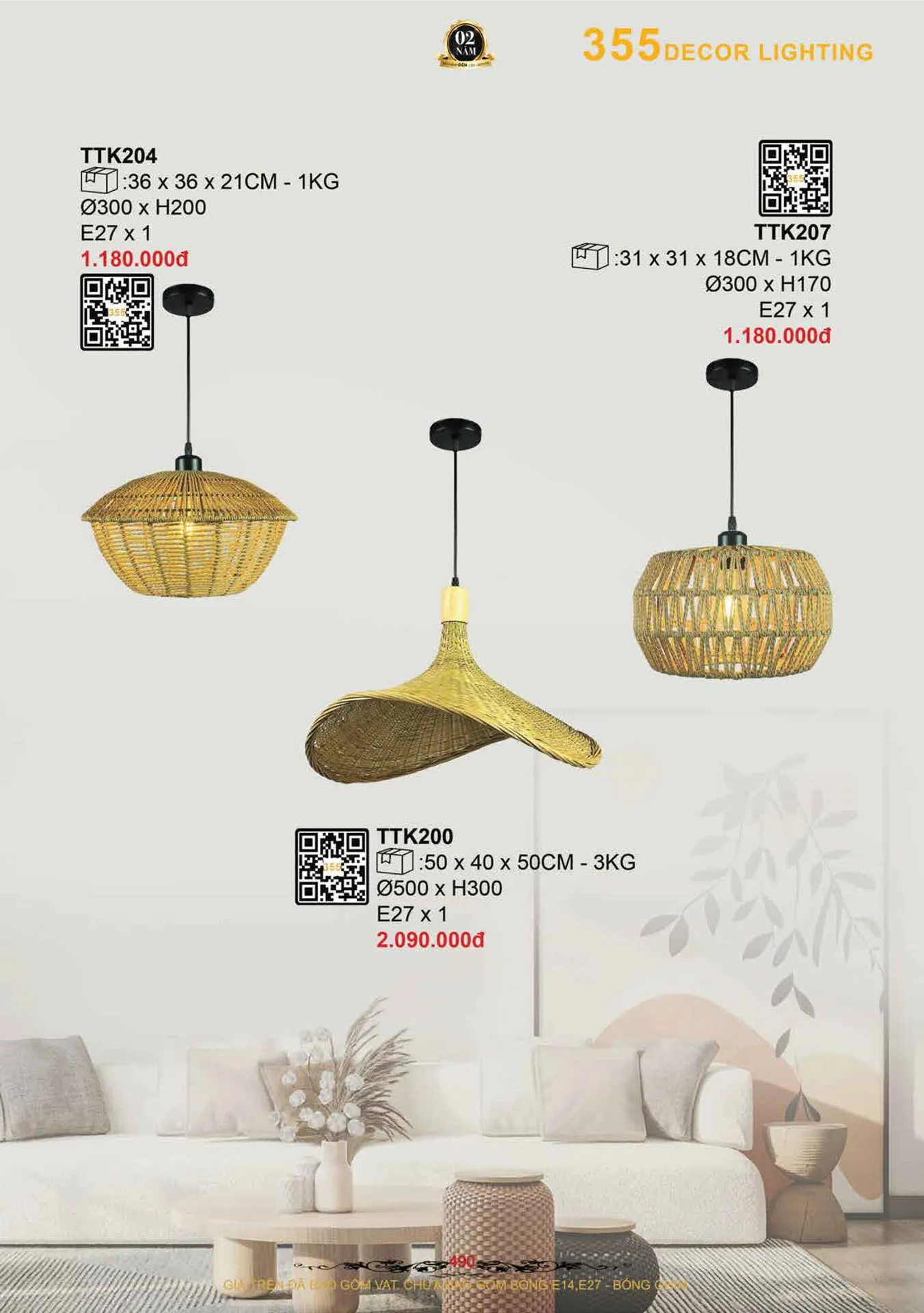 Catalogue Đèn Trang Trí 355 Decor 2026 - Trang 491)
