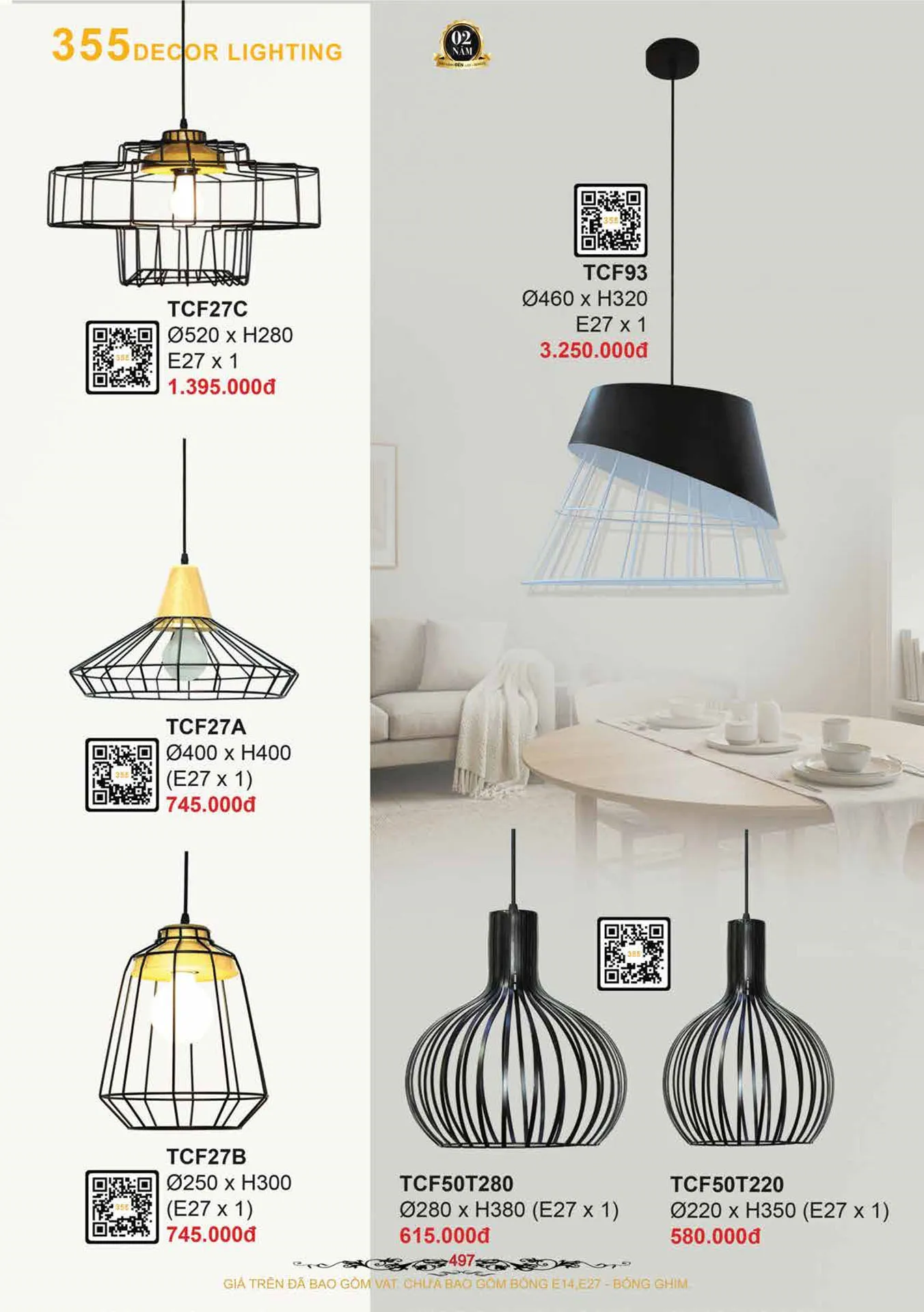 Catalogue Đèn Trang Trí 355 Decor 2026 - Trang 498)