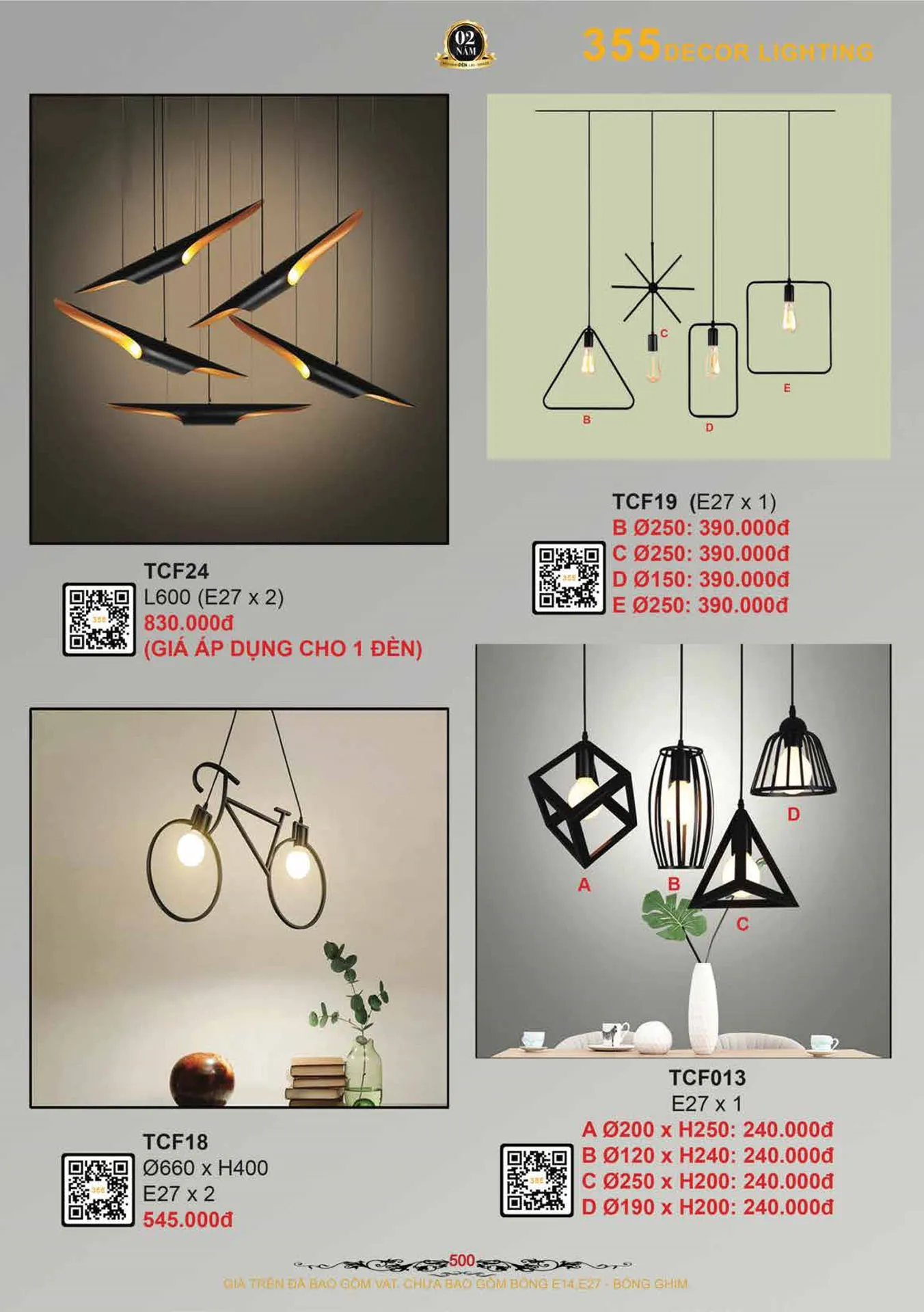 Catalogue Đèn Trang Trí 355 Decor 2026 - Trang 501)