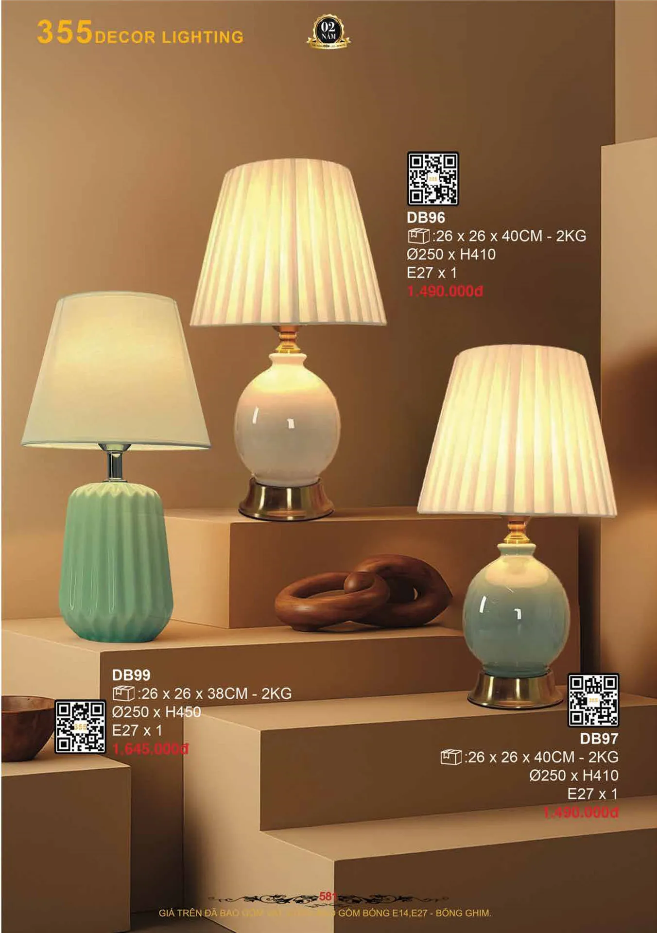 Catalogue Đèn Trang Trí 355 Decor 2026 - Trang 582)