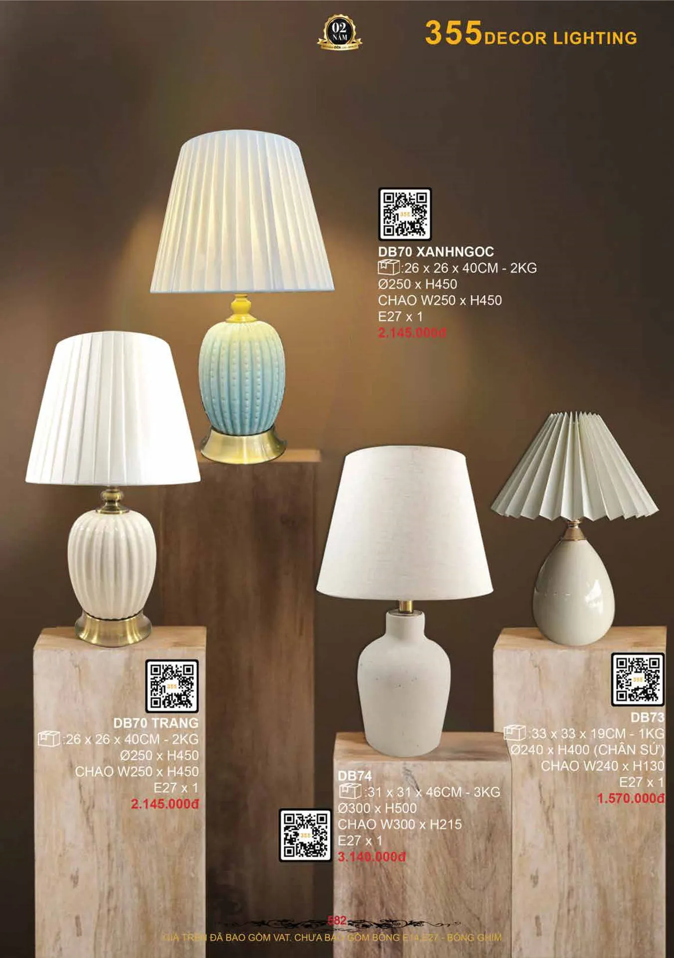 Catalogue Đèn Trang Trí 355 Decor 2026 - Trang 583)