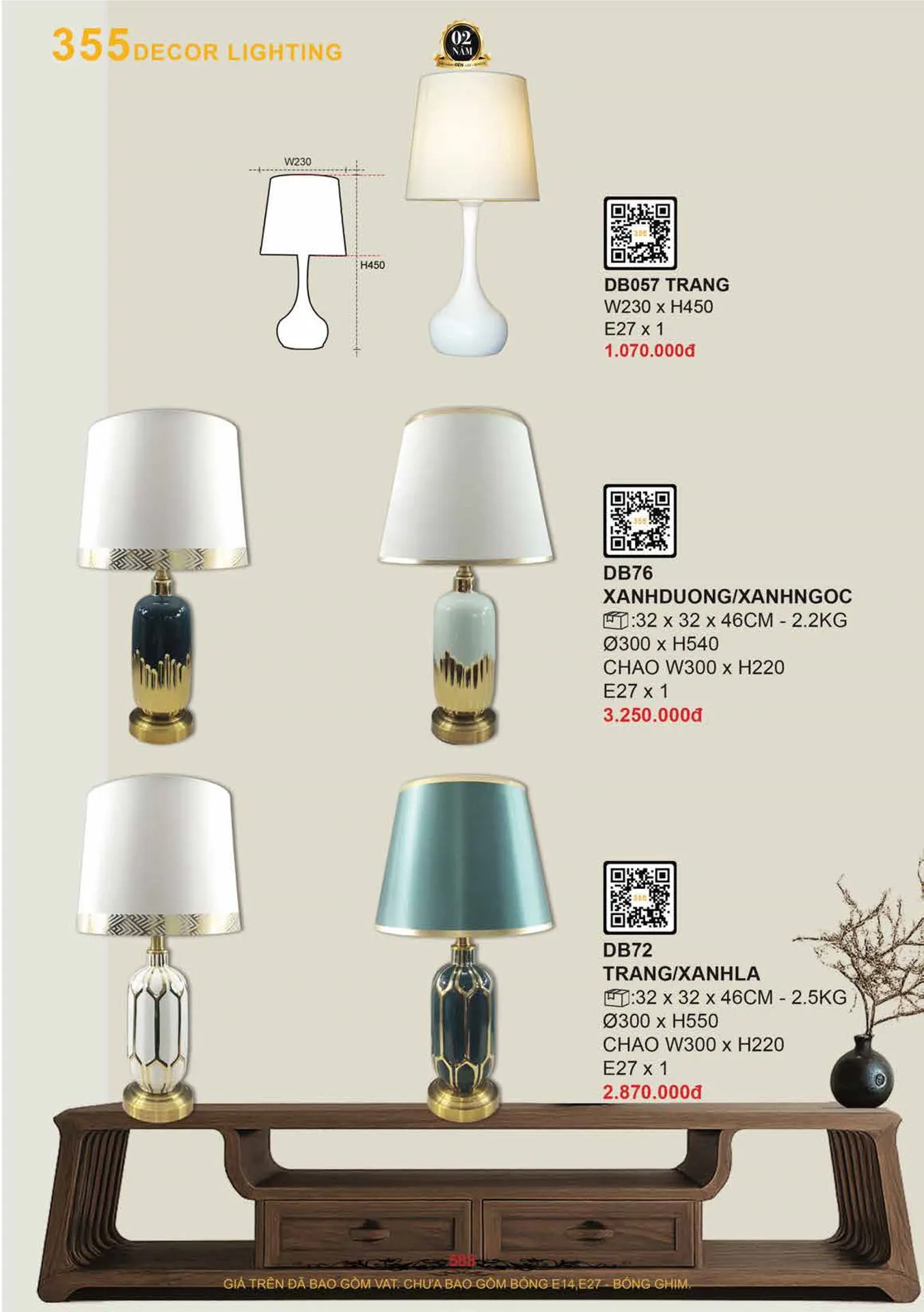 Catalogue Đèn Trang Trí 355 Decor 2026 - Trang 584)