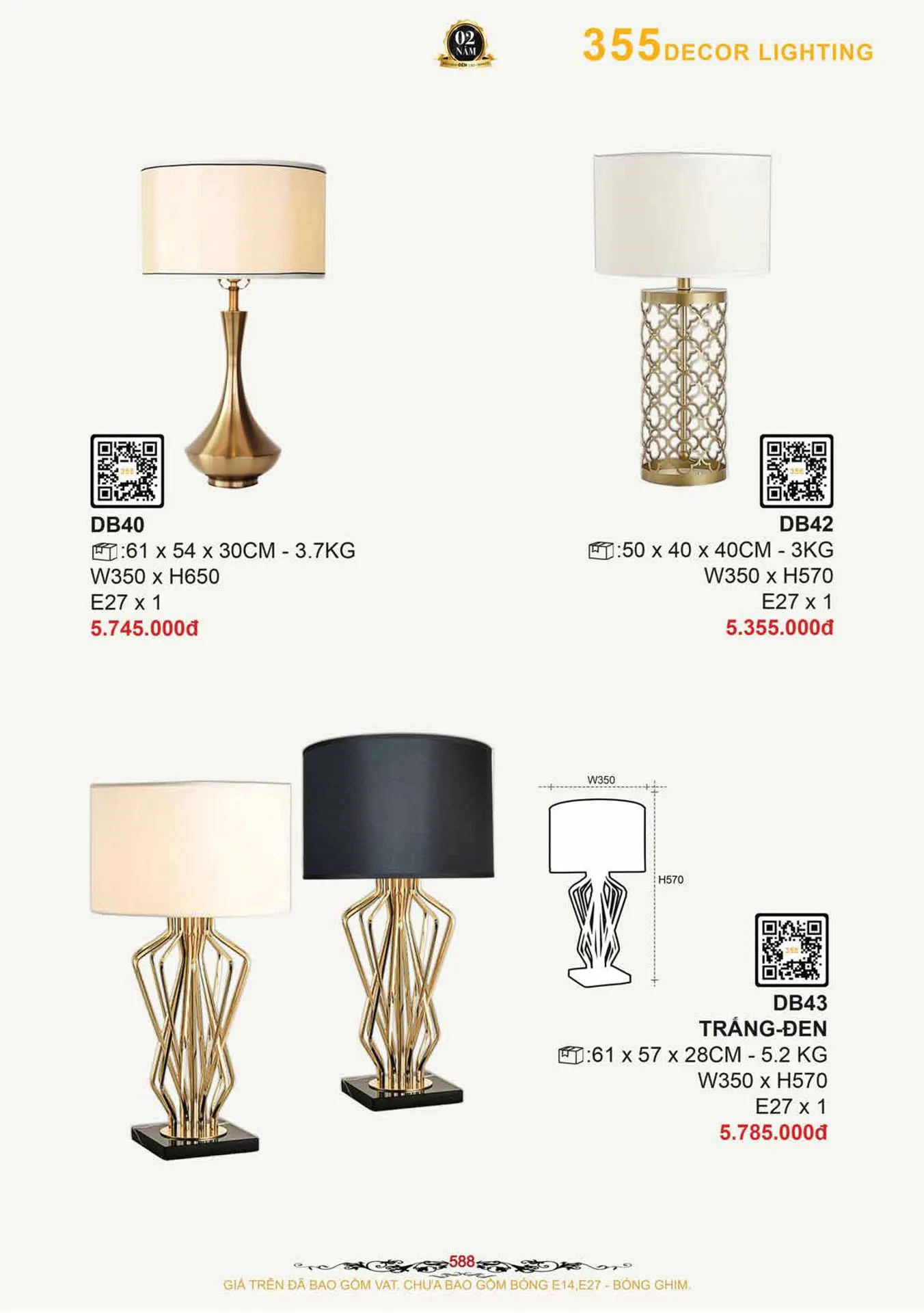 Catalogue Đèn Trang Trí 355 Decor 2026 - Trang 589)