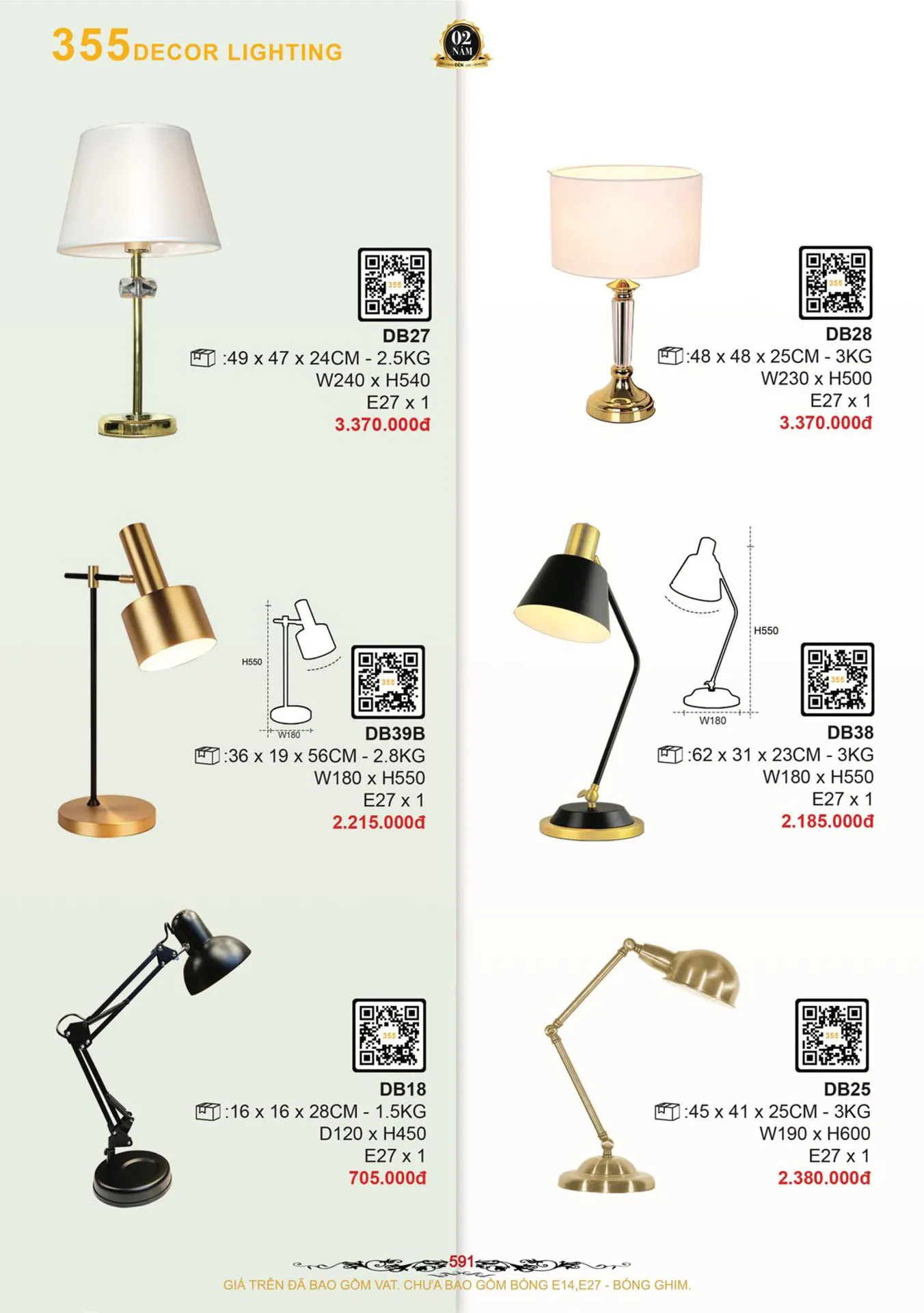 Catalogue Đèn Trang Trí 355 Decor 2026 - Trang 592)