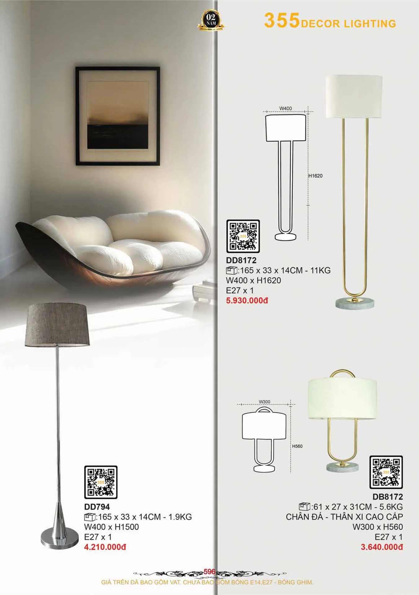 Catalogue Đèn Trang Trí 355 Decor 2026 - Trang 597)