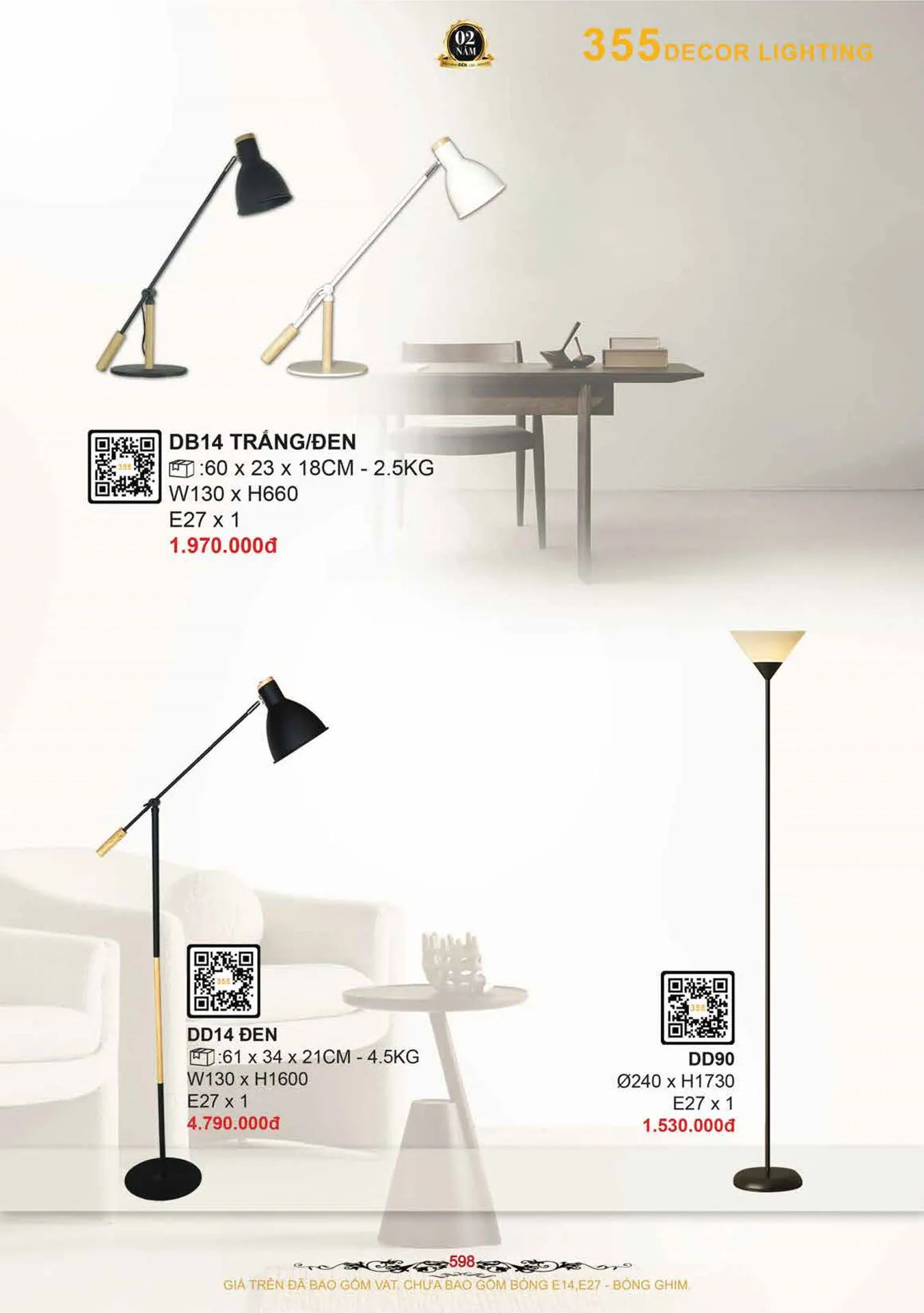 Catalogue Đèn Trang Trí 355 Decor 2026 - Trang 599)